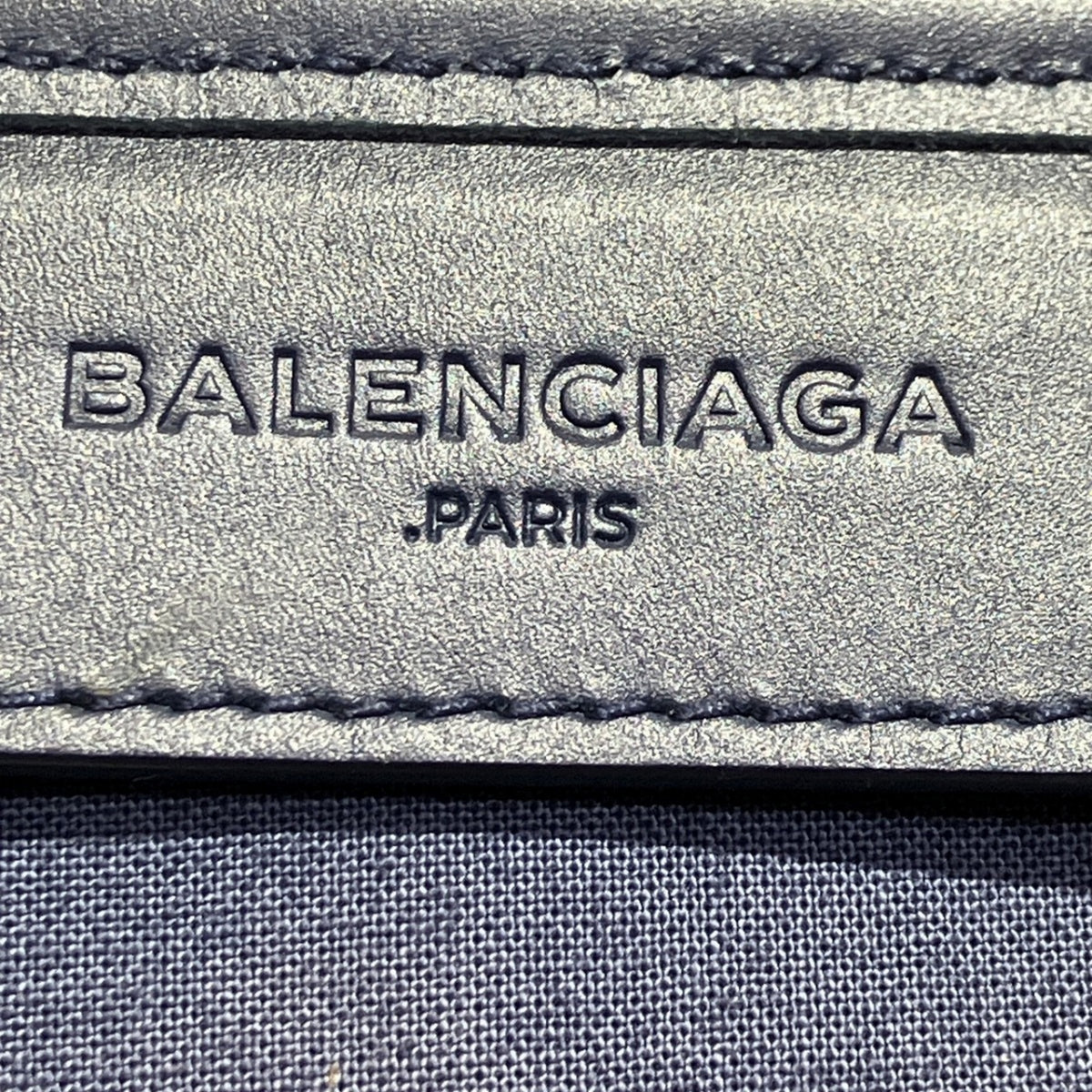 Balenciaga Navy White Canvas Leather Handbag (Pre-Owned)
