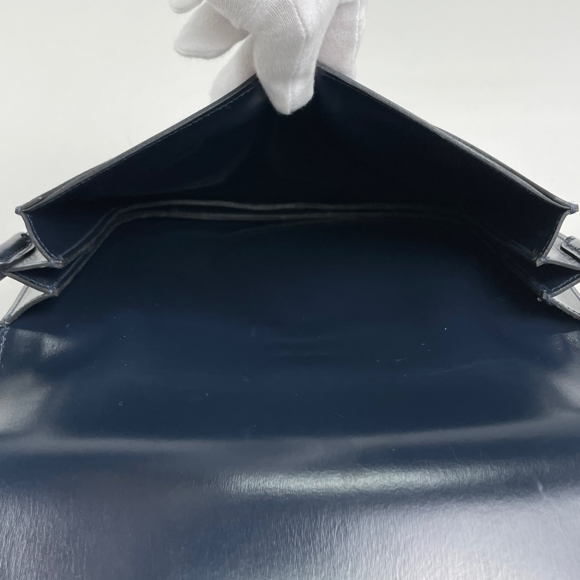 Hermes Blue Indigo Box Calf Leather Shoulder Bag (Pre-Owned)