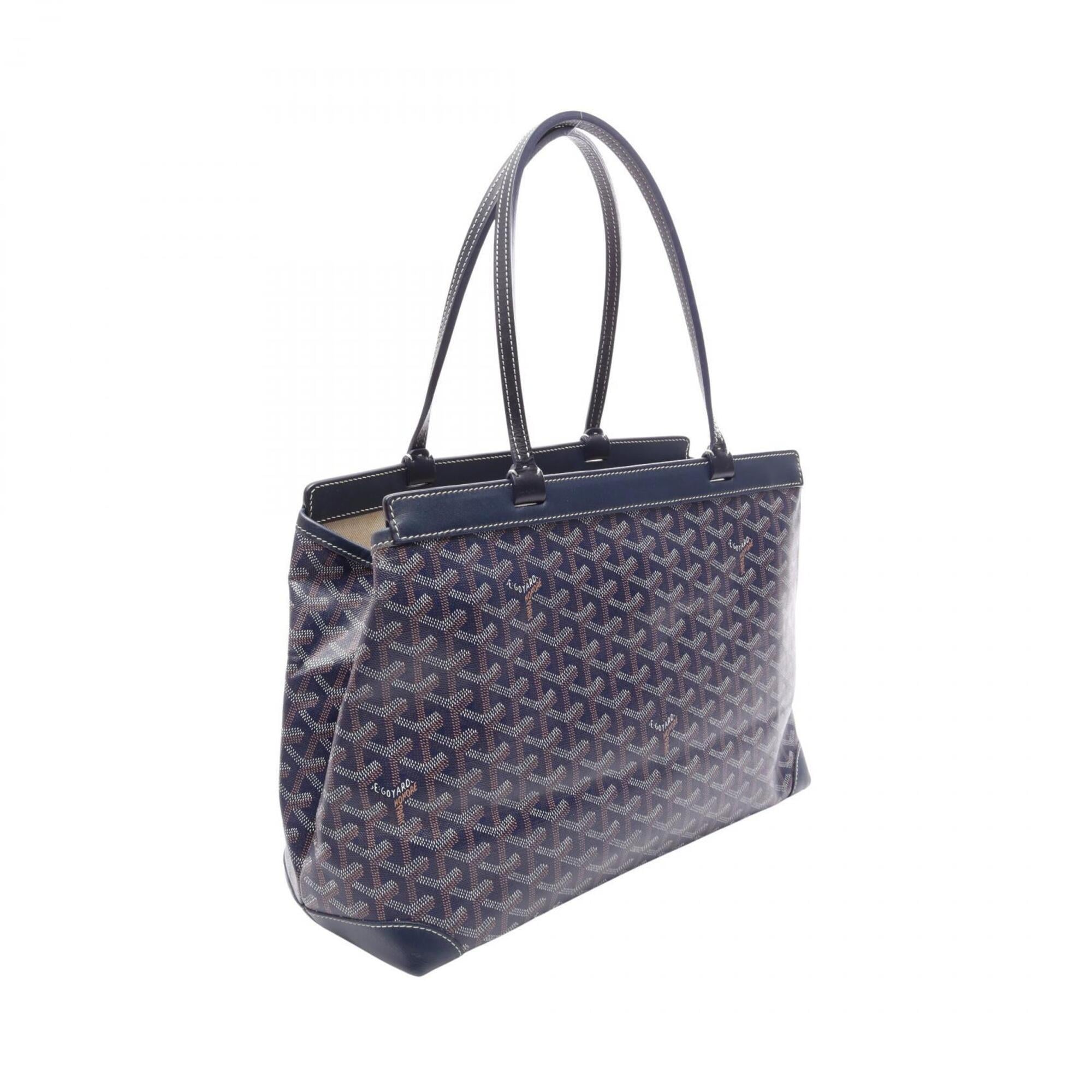 Goyard Multi-Color Navy Coated Canvas Leather Handbag Tote Bag (Pre-Owned)