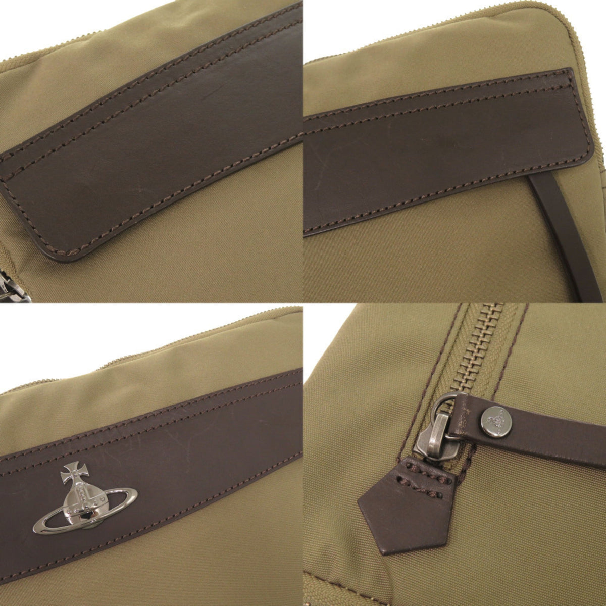 Vivienne Westwood Khaki Nylon Leather Clutch Bag (Pre-Owned)