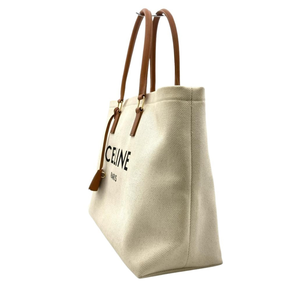 Celine Beige Canvas Leather Tote Bag (Pre-Owned)
