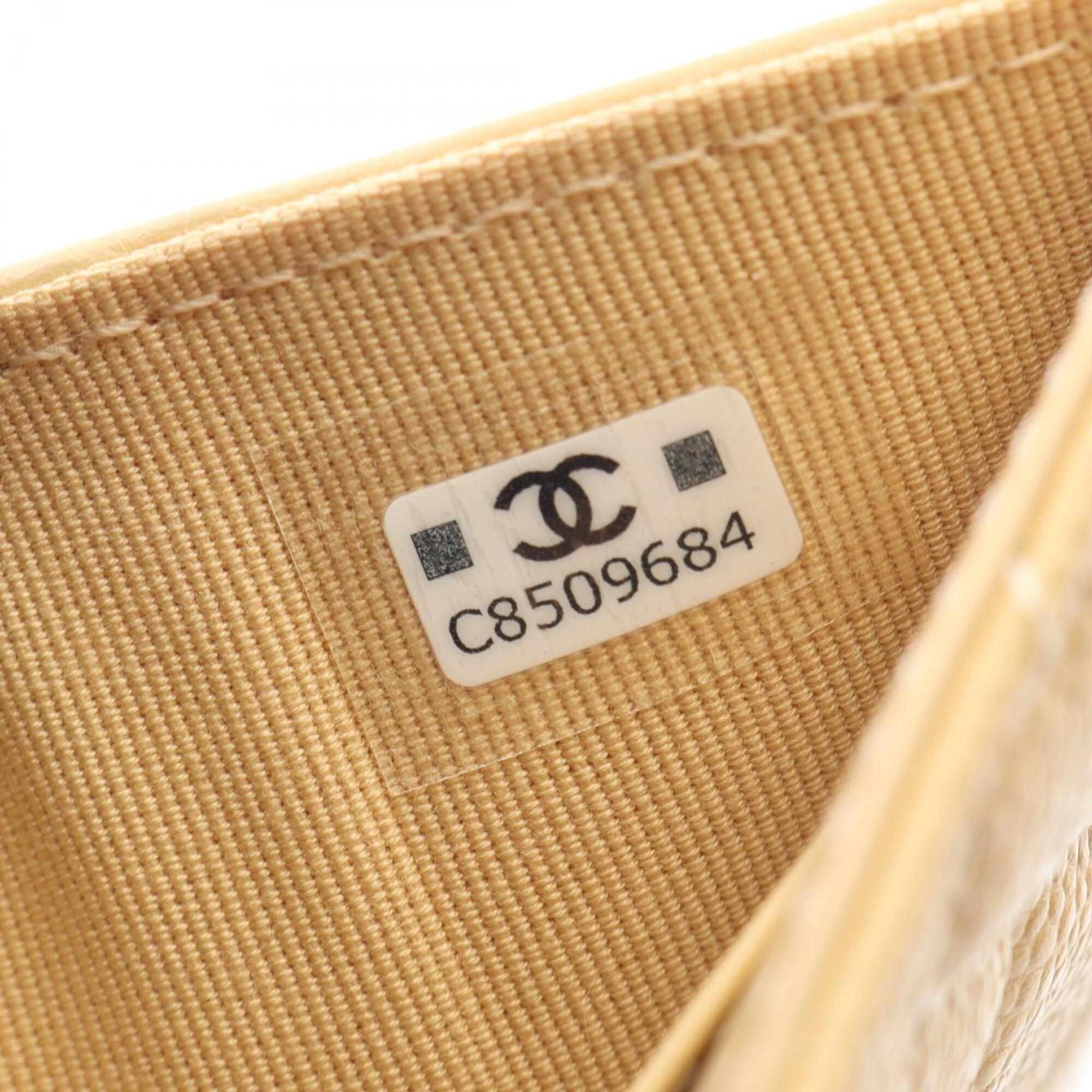 Chanel Beige Grained Calfskin Wallet (Tri-Fold) (Pre-Owned)