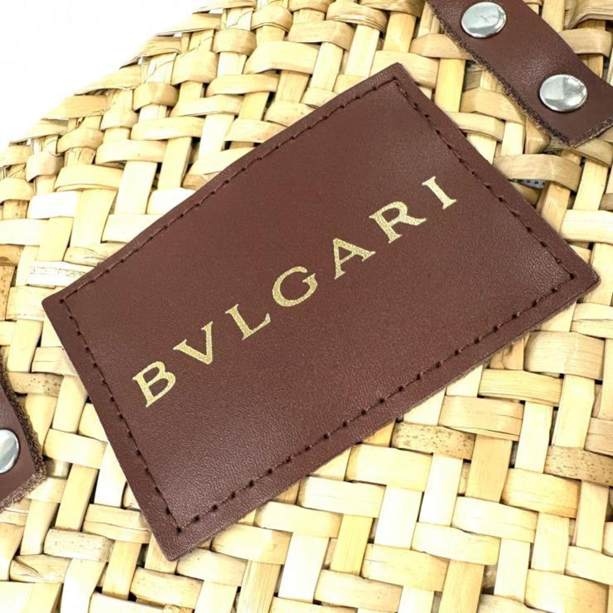 Bvlgari Brown Raffia Leather Tote Bag (Pre-Owned)