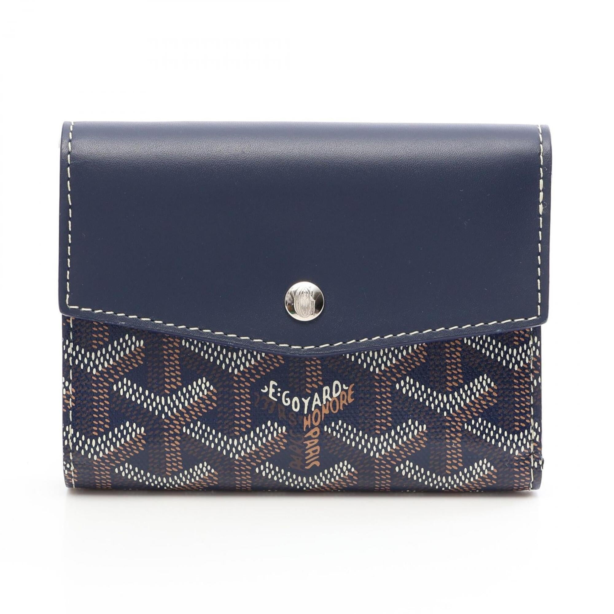 Goyard Multi-Color Navy Coated Canvas Leather Wallet (Tri-Fold) (Pre-Owned)