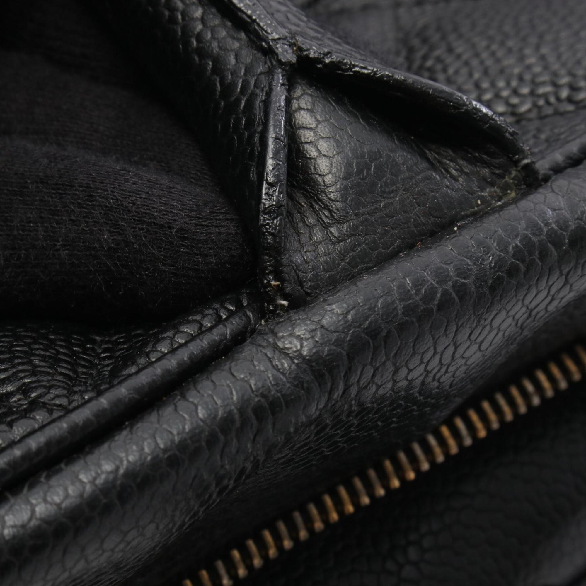 Chanel Black Grained Calfskin Boston Bag Handbag (Pre-Owned)
