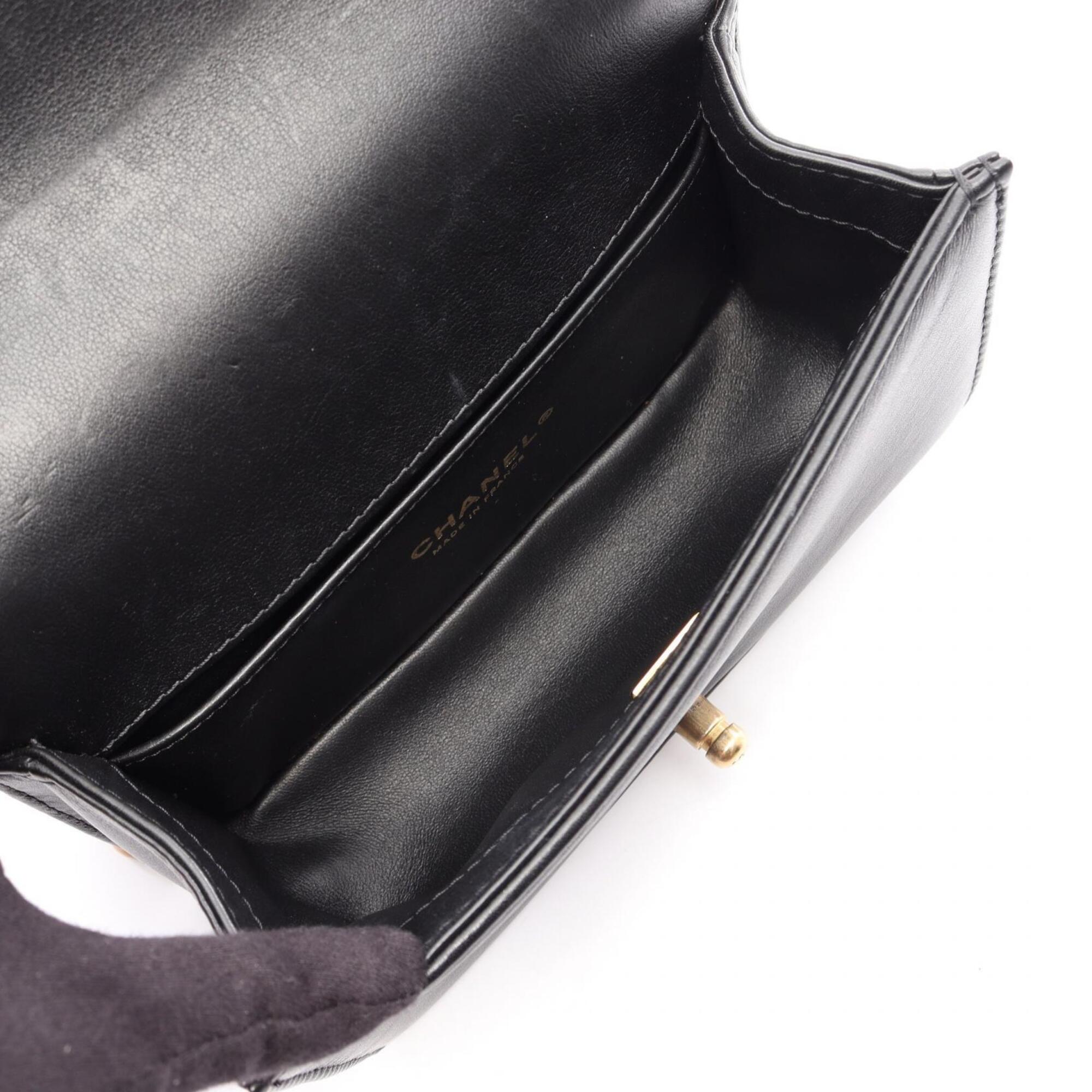 Chanel Black Leather Handbag Shoulder Bag (Pre-Owned)