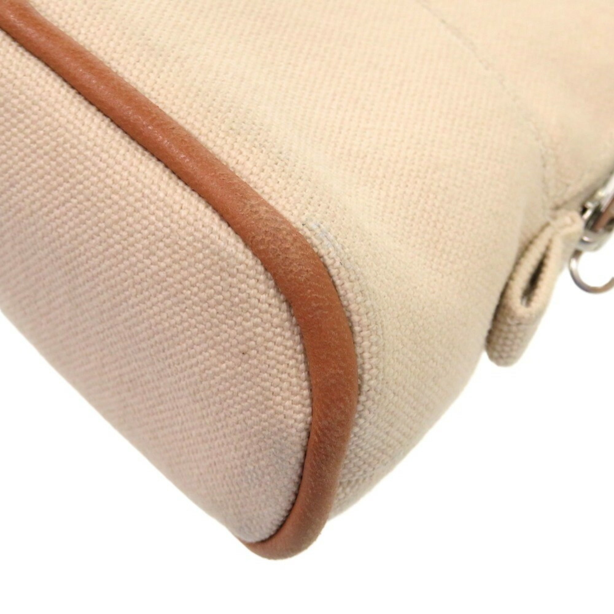 Hermes Beige Orange Cotton Leather Pouch (Pre-Owned)