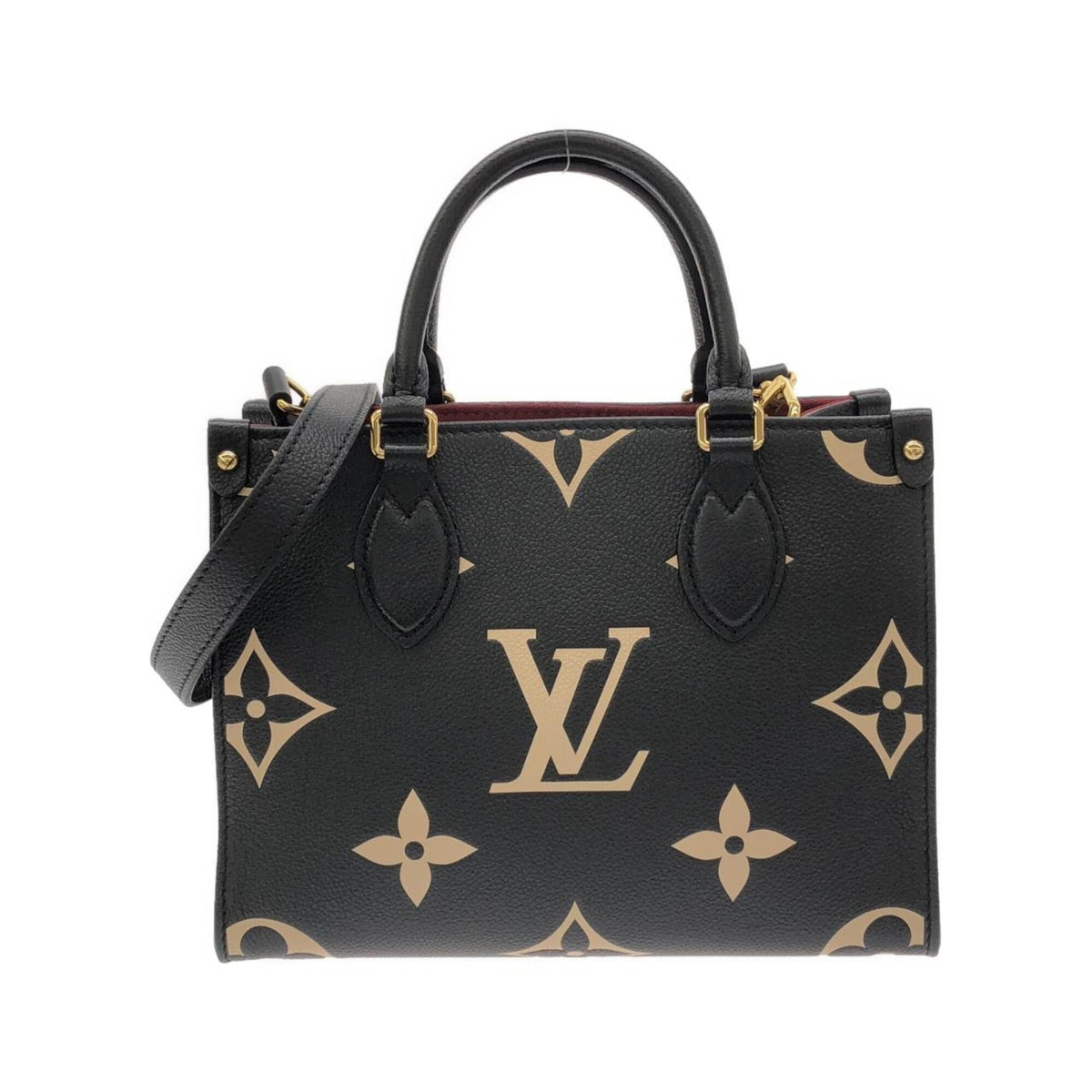 Louis Vuitton Beige Black Leather Handbag (Pre-Owned)