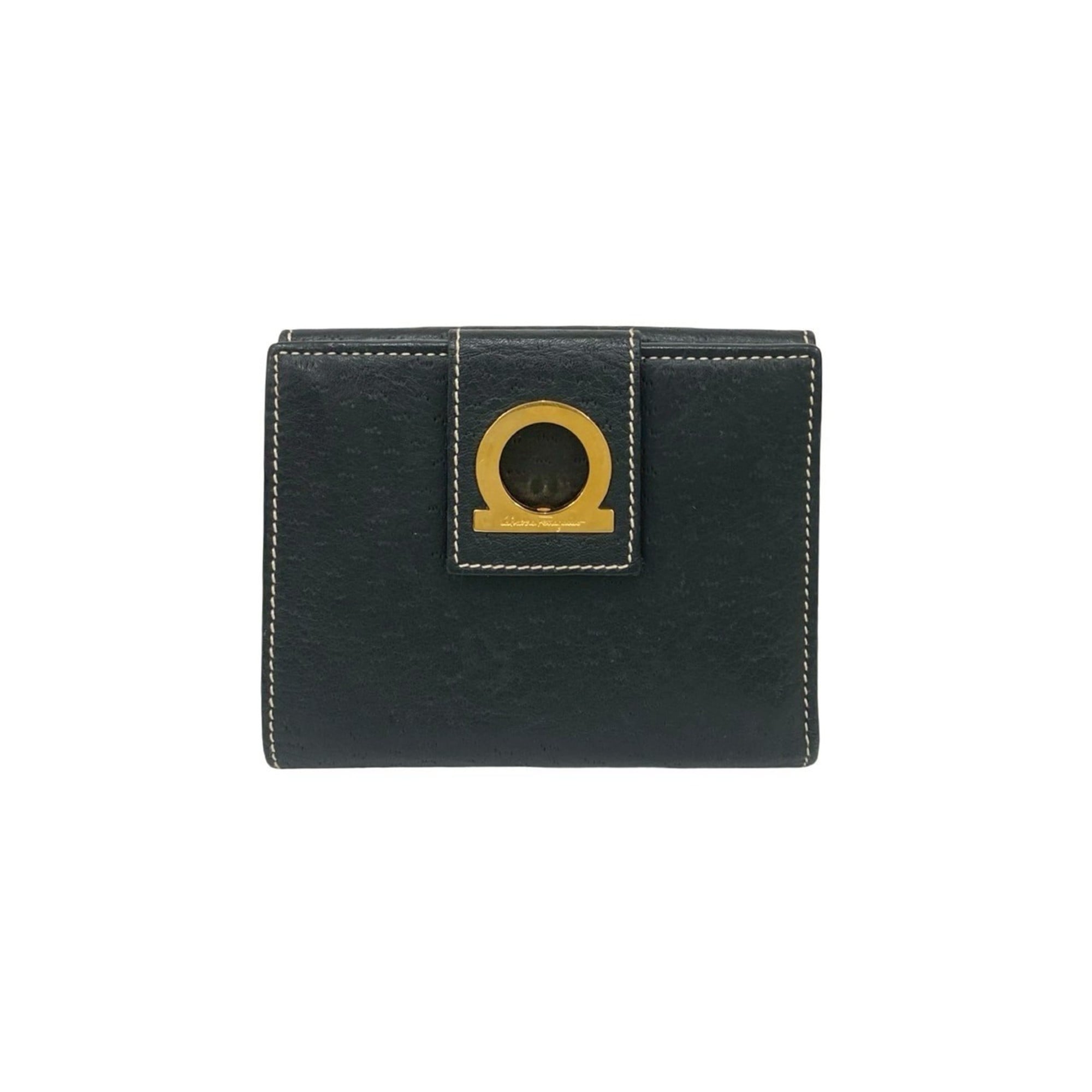 Salvatore Ferragamo Black Leather Wallet (Bi-Fold) (Pre-Owned)