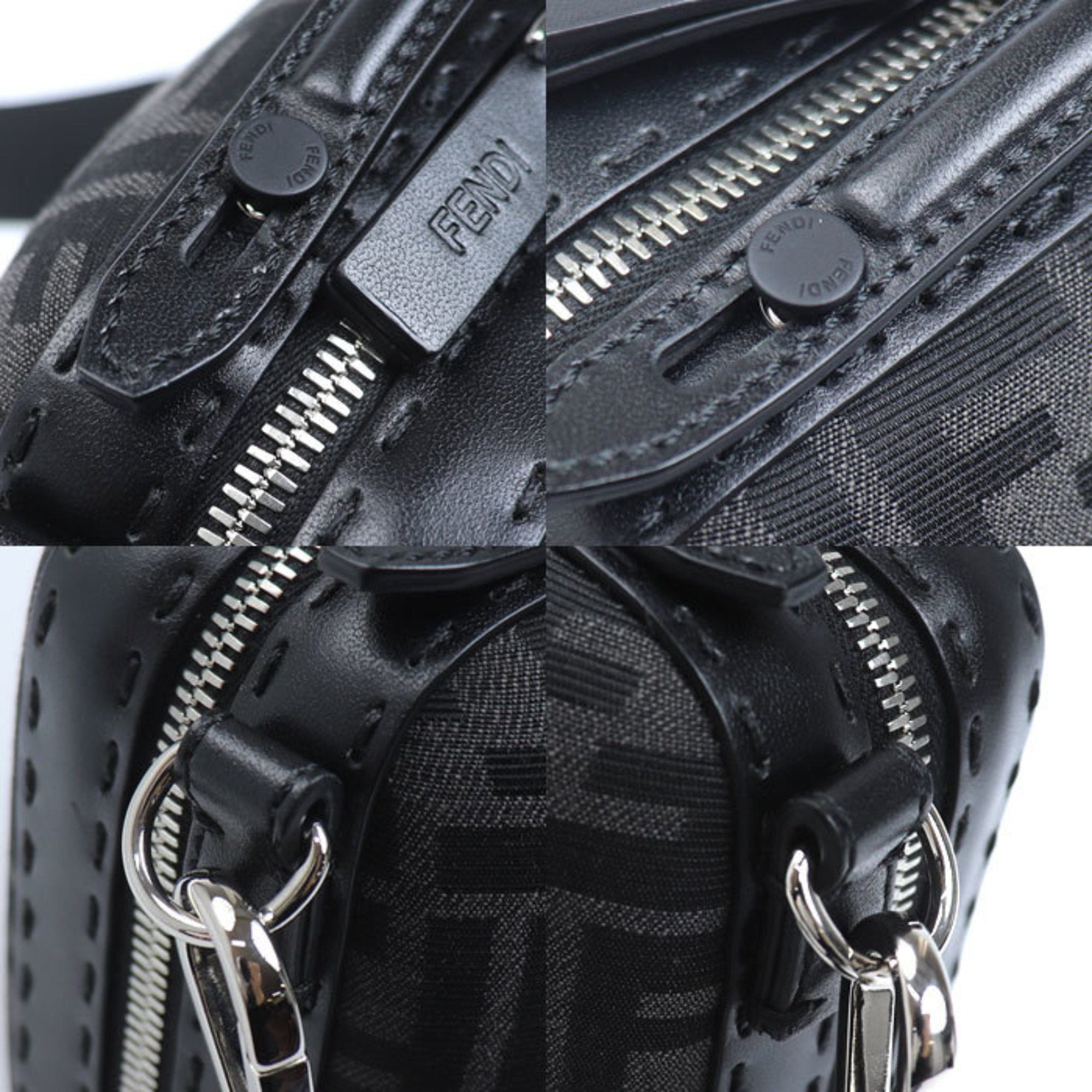 Fendi Black Canvas Leather Shoulder Bag (Pre-Owned)