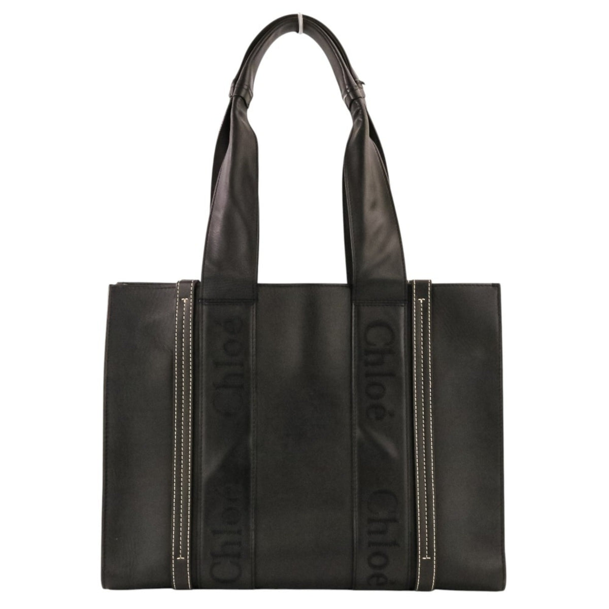 Chloé Black Leather Handbag Tote Bag (Pre-Owned)