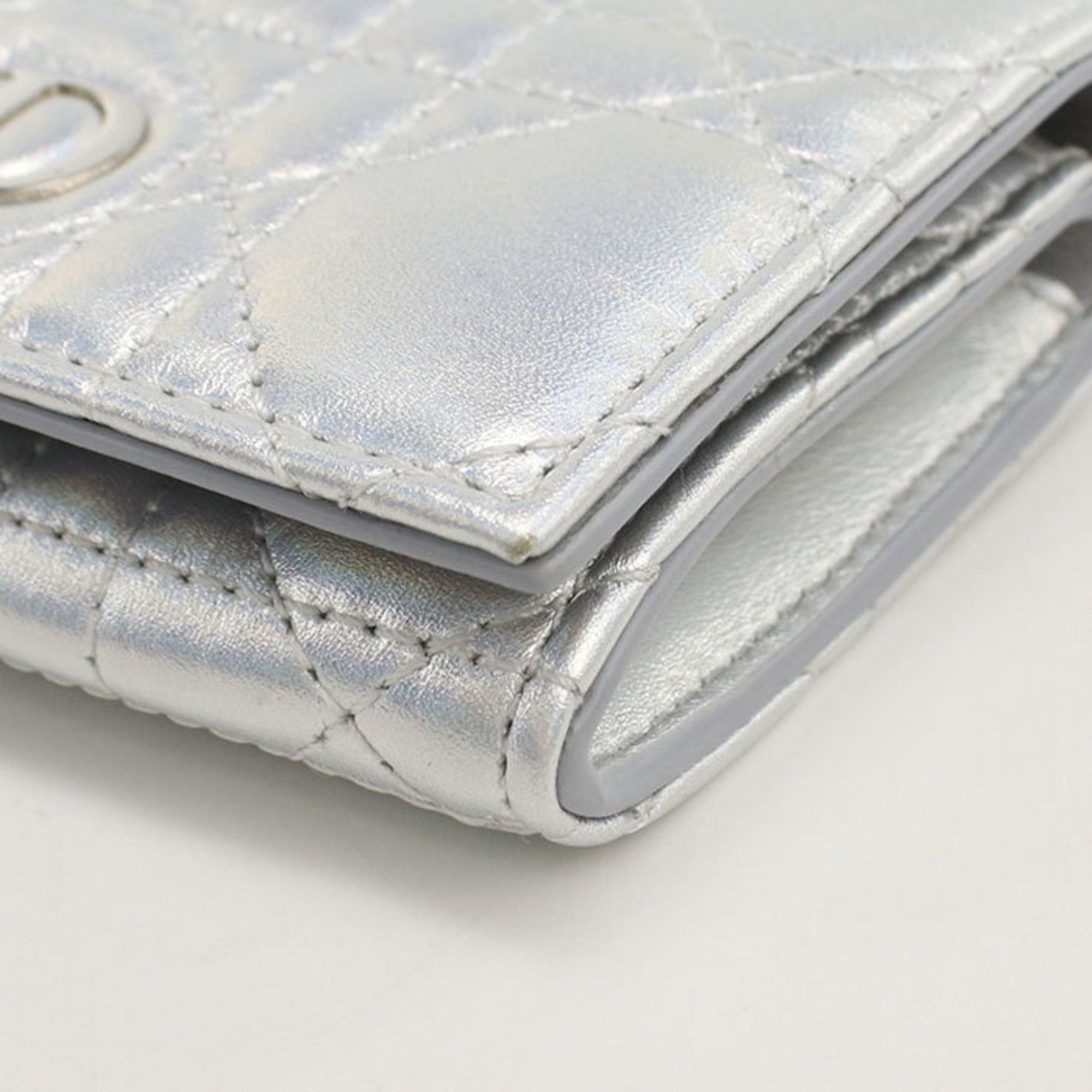 Christian Dior Silver Leather Wallet (Bi-Fold) (Pre-Owned)