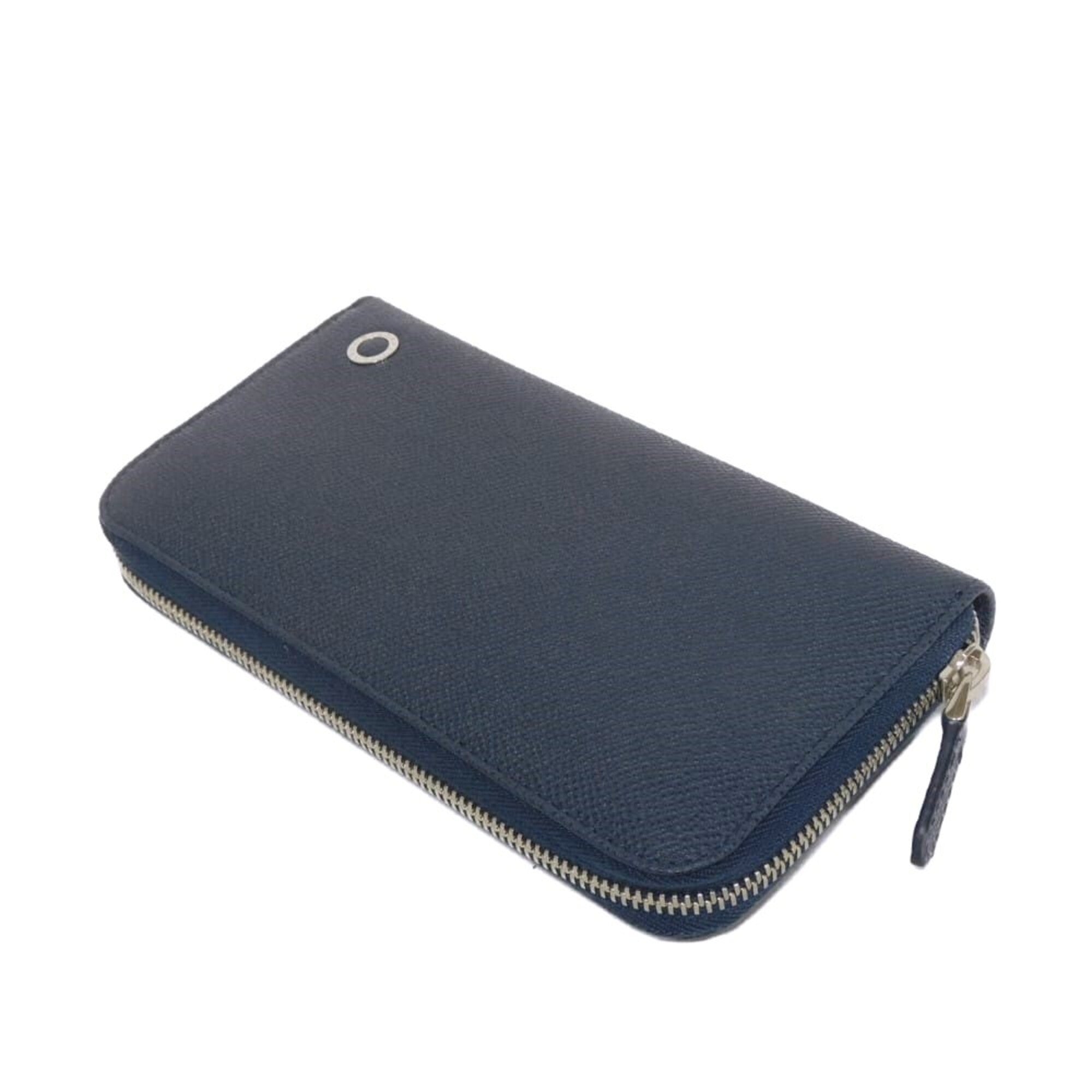 Bvlgari Blue Leather Long Wallet (Bi-Fold) (Pre-Owned)