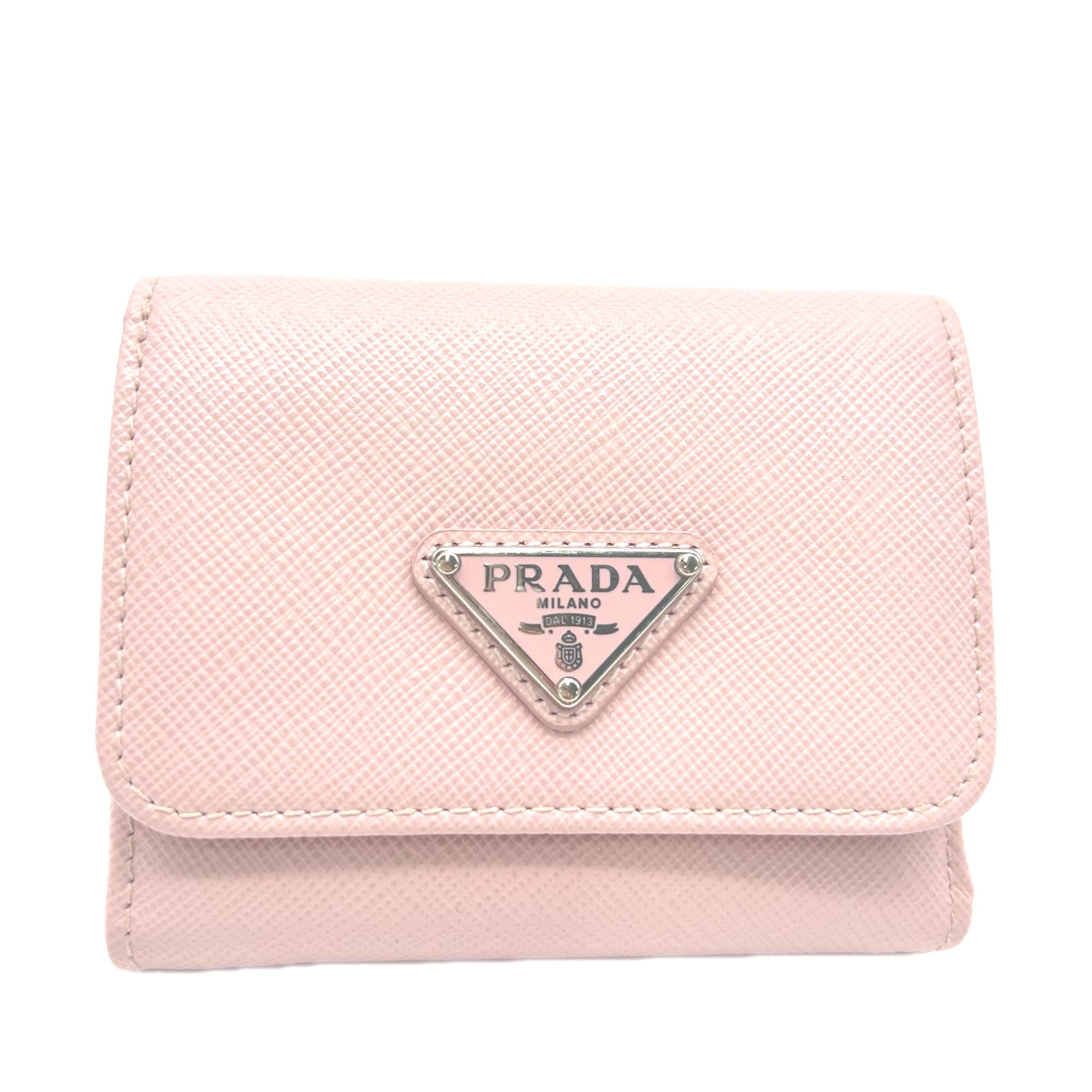 Prada Pink Saffiano Triangle Wallet (Tri-Fold) (Pre-Owned)