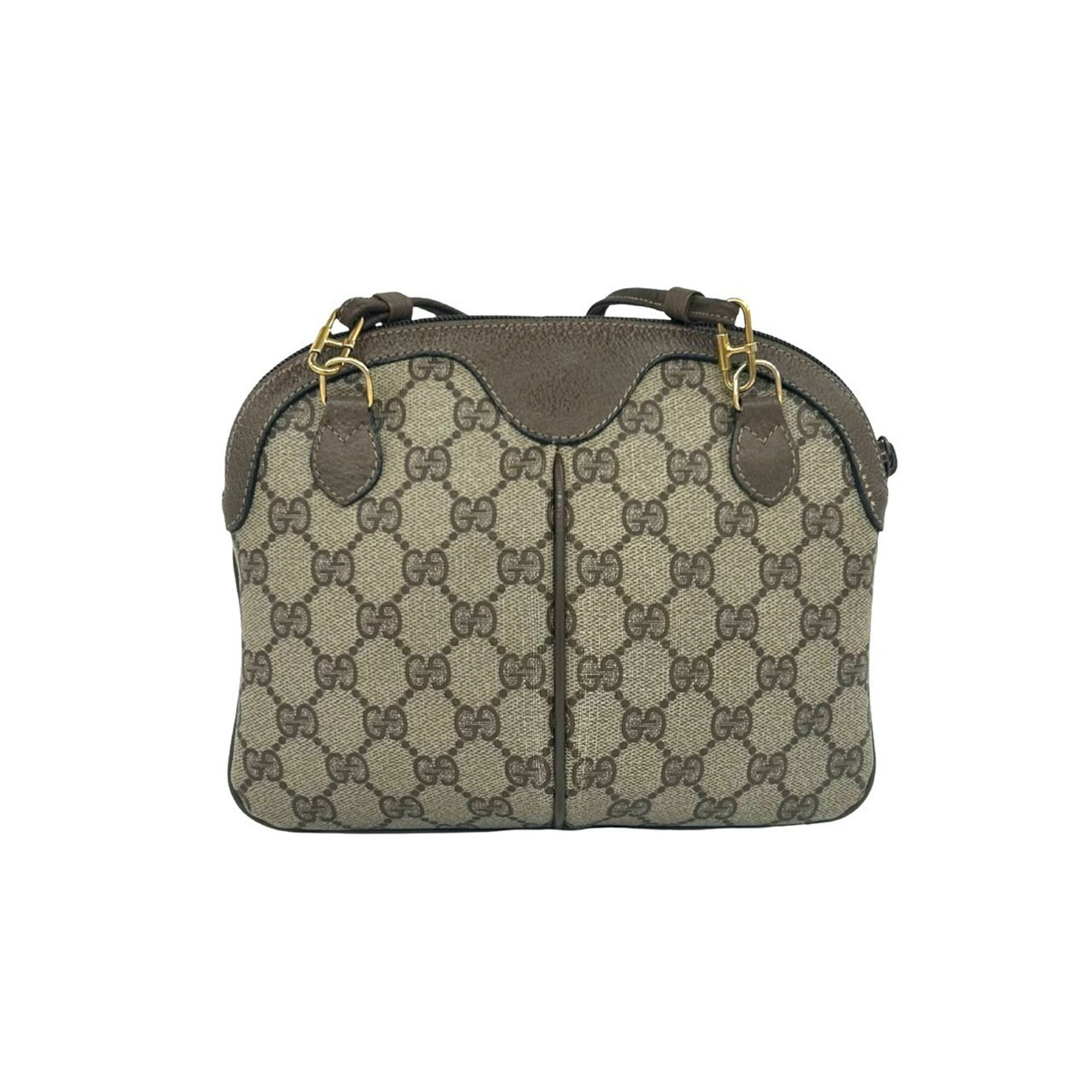 Gucci Brown Green Red Color Leather Pvc Shoulder Bag (Pre-Owned)