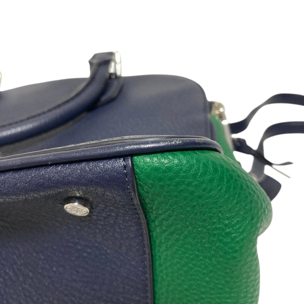 Tory Burch Green Navy Leather Shoulder Bag (Pre-Owned)
