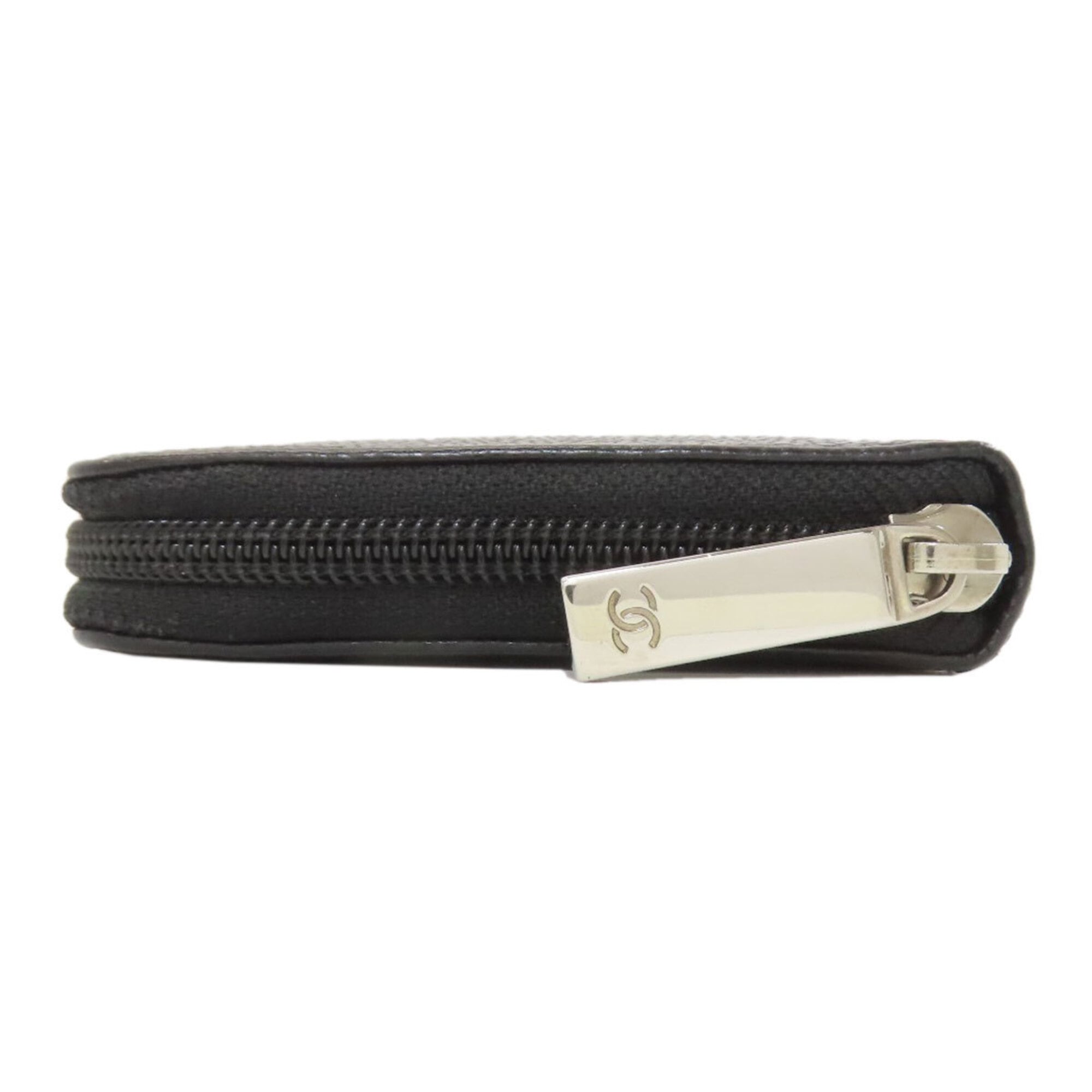 Chanel Black Leather Long Wallet (Bi-Fold) (Pre-Owned)