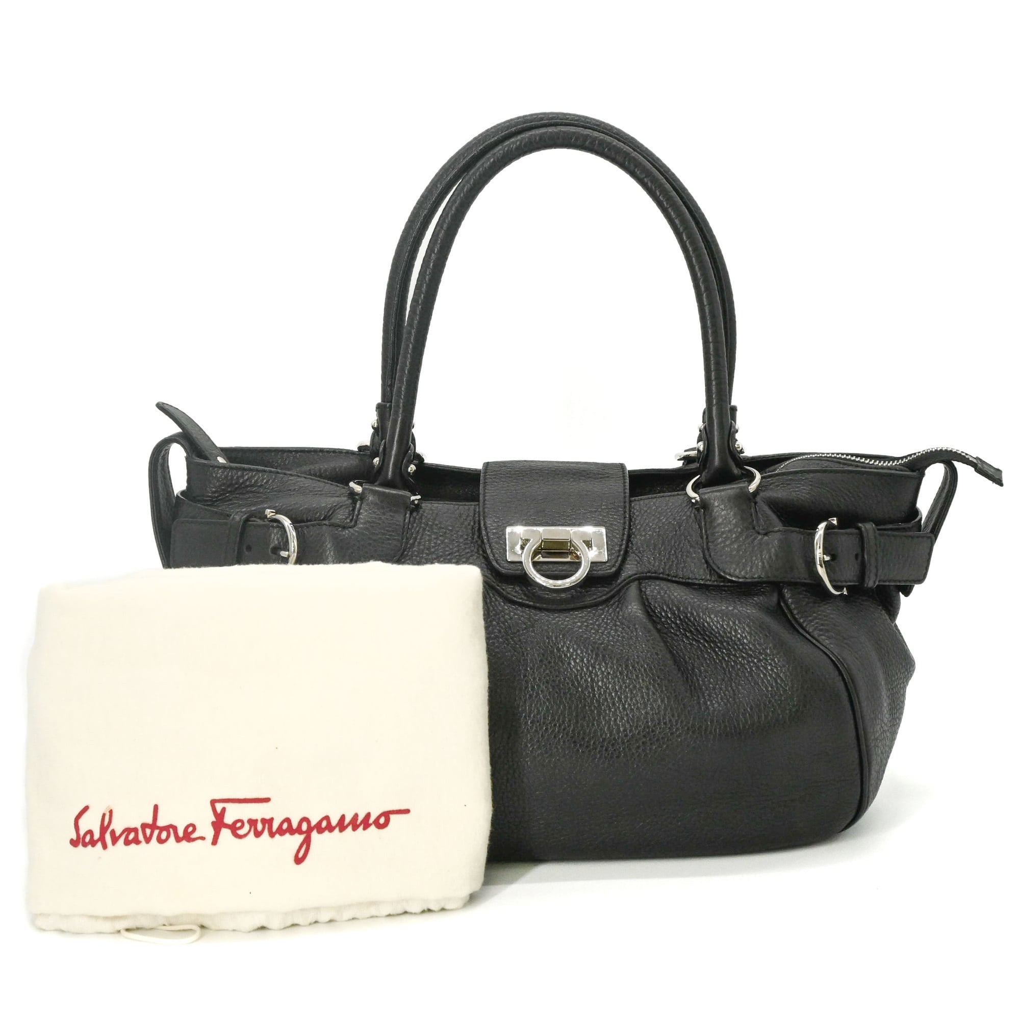 Salvatore Ferragamo Black Leather Handbag (Pre-Owned)