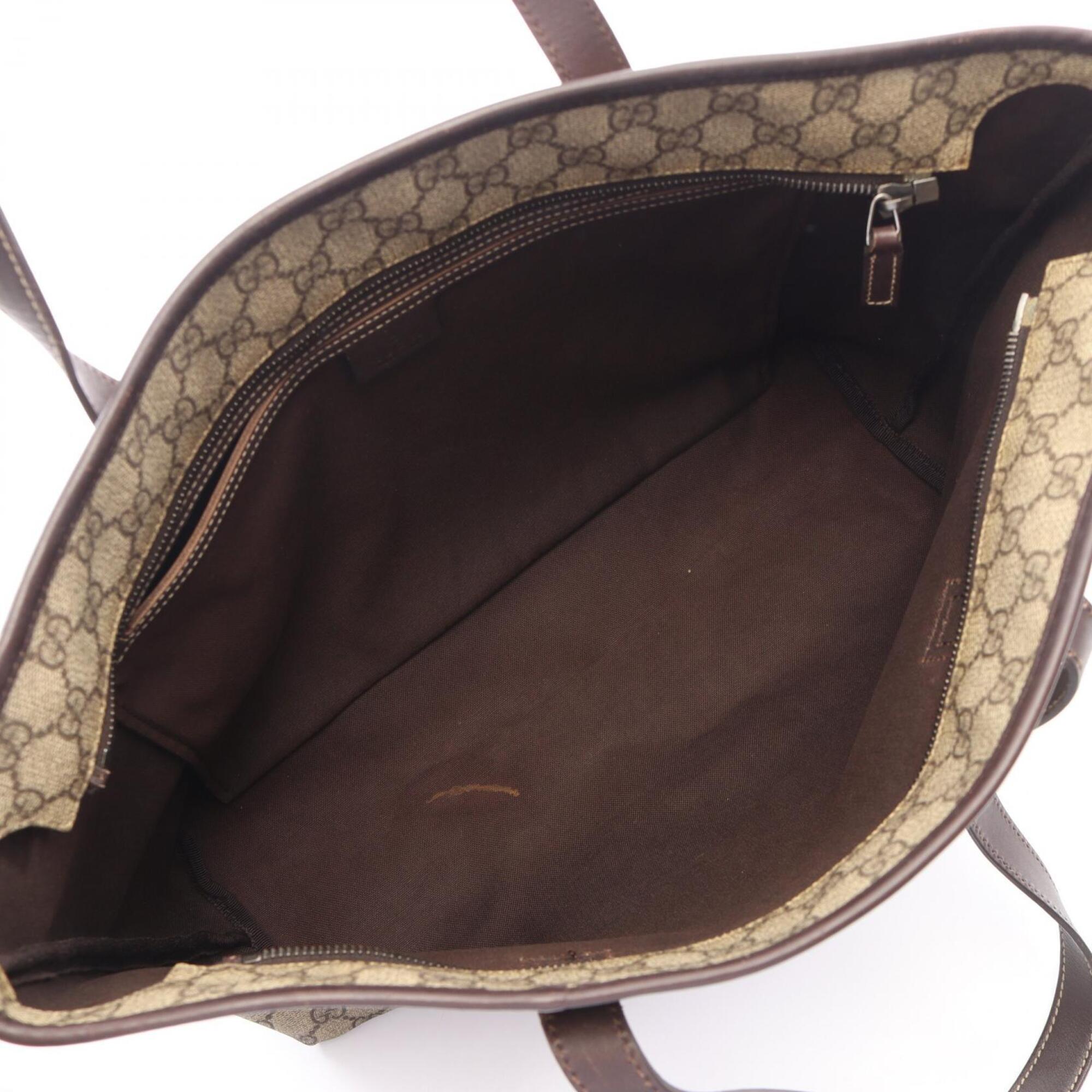 Gucci Beige Brown Pvc Coated Canvas Leather Tote Bag (Pre-Owned)