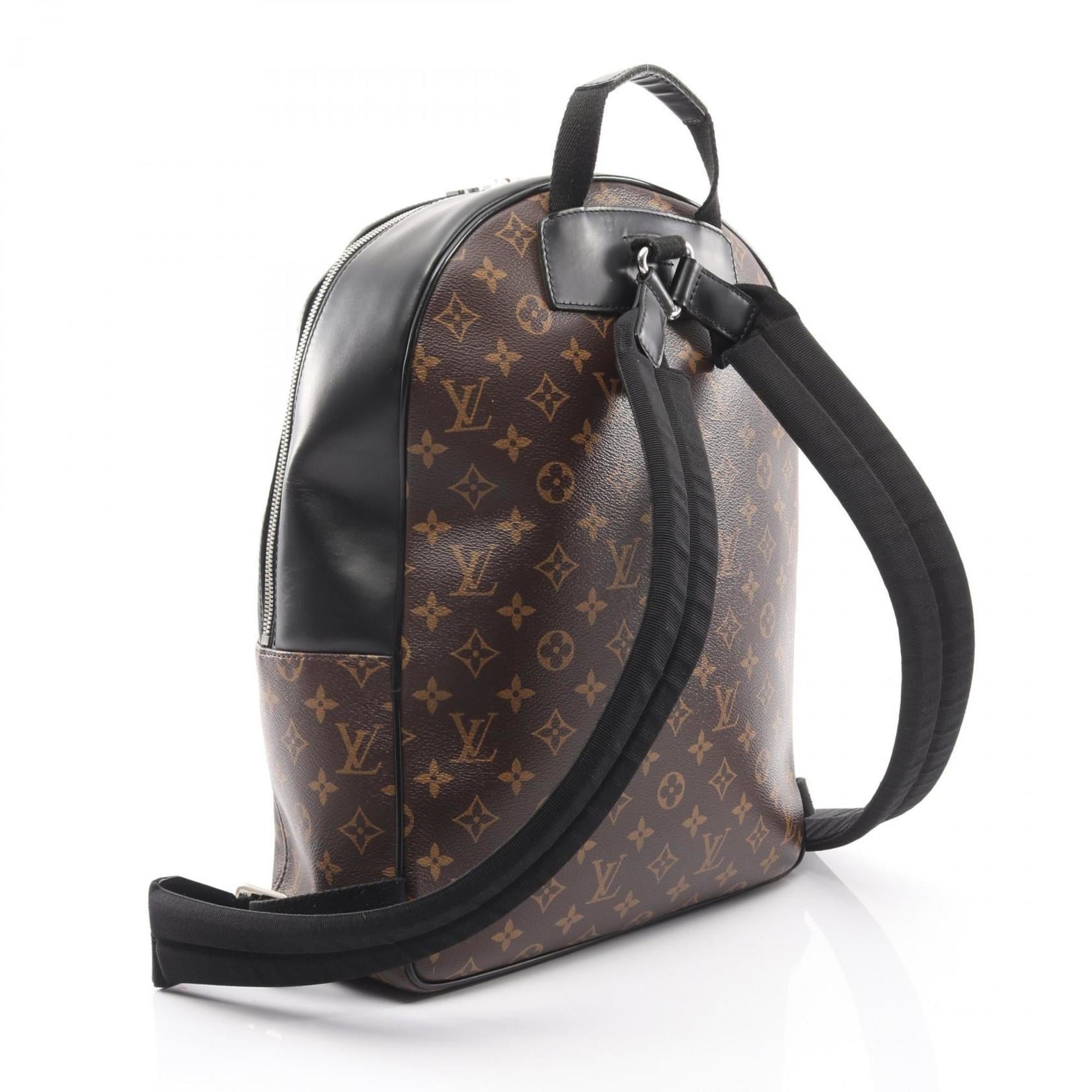 Louis Vuitton Black Brown Coated Canvas Leather Backpack (Pre-Owned)