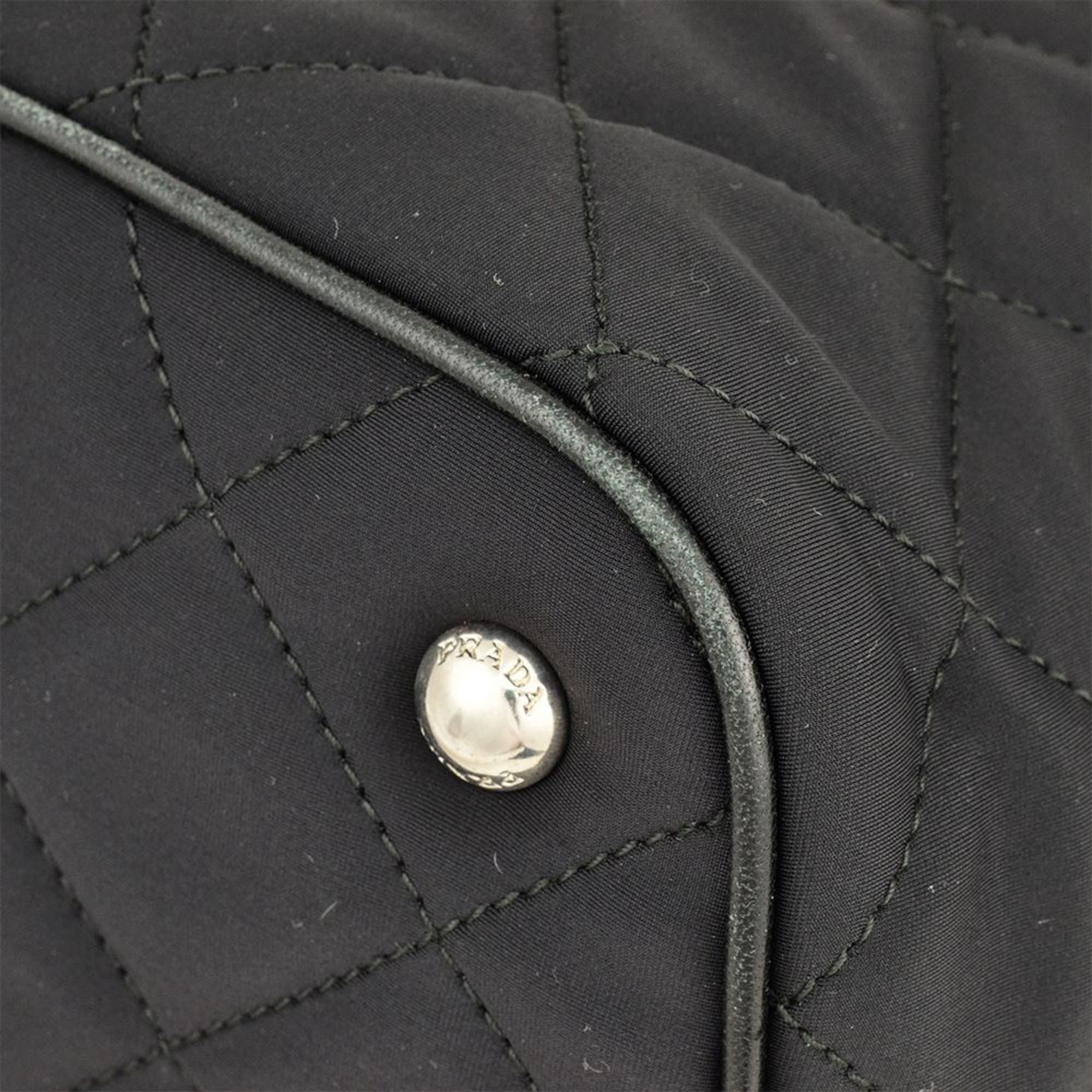 Prada Black Nylon Leather Tote Bag (Pre-Owned)
