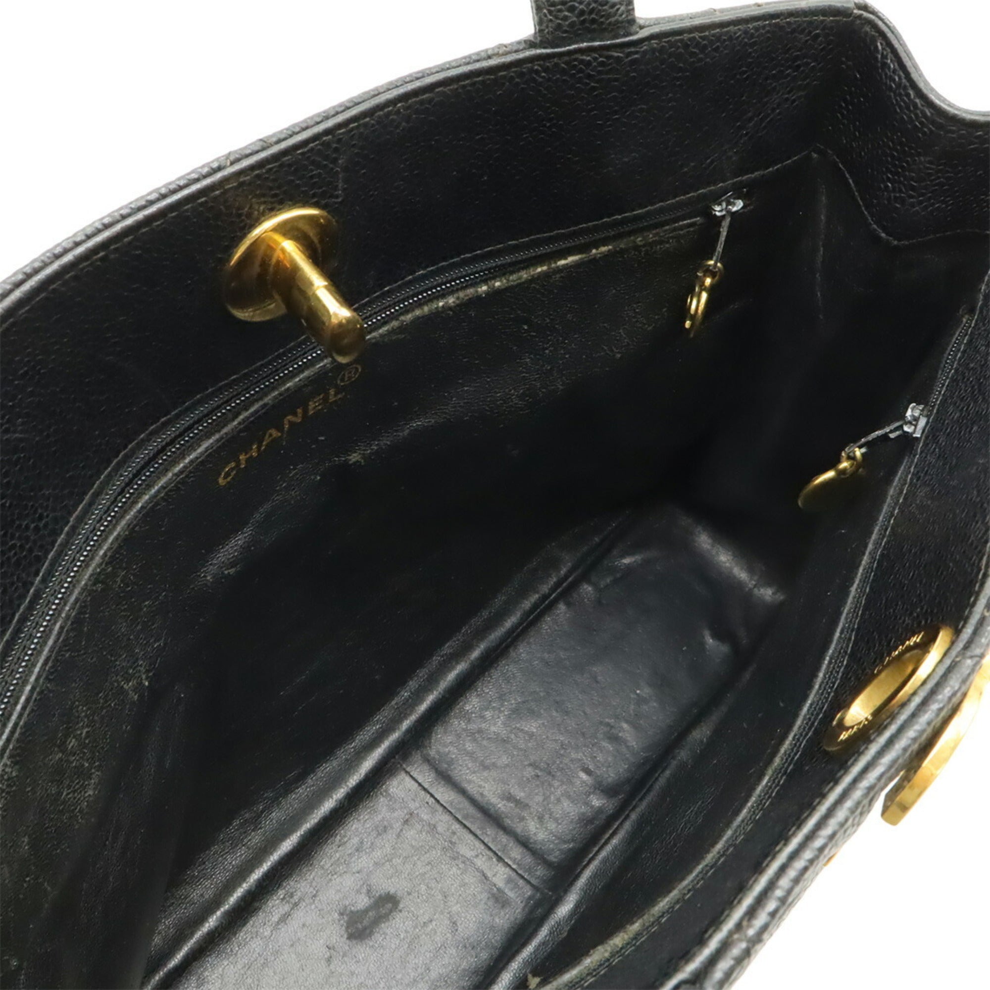 Chanel Black Grained Calfskin Handbag Tote Bag (Pre-Owned)