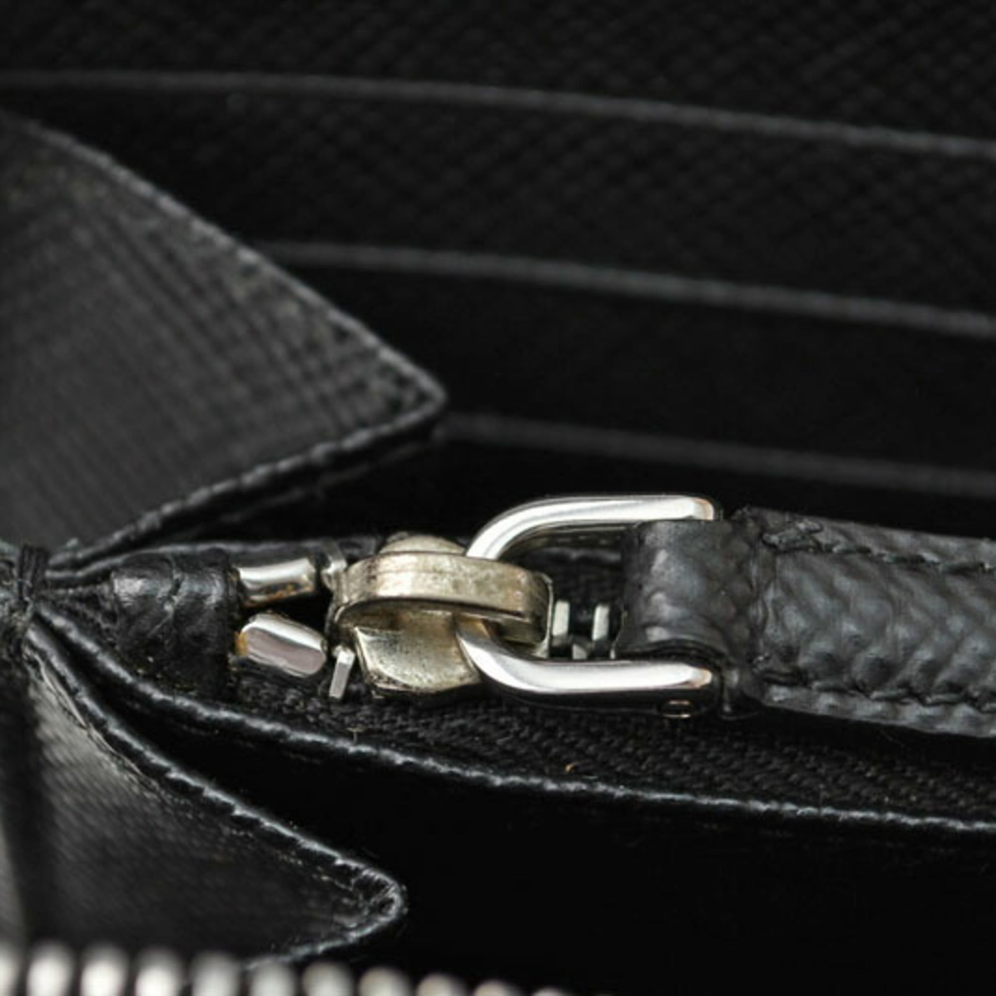 Prada Saffiano Black Leather Long Wallet (Bi-Fold) (Pre-Owned)