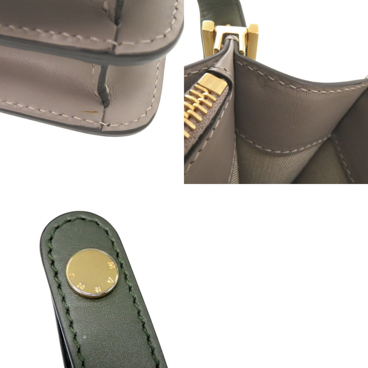 Marni Gray Green Leather Shoulder Bag (Pre-Owned)