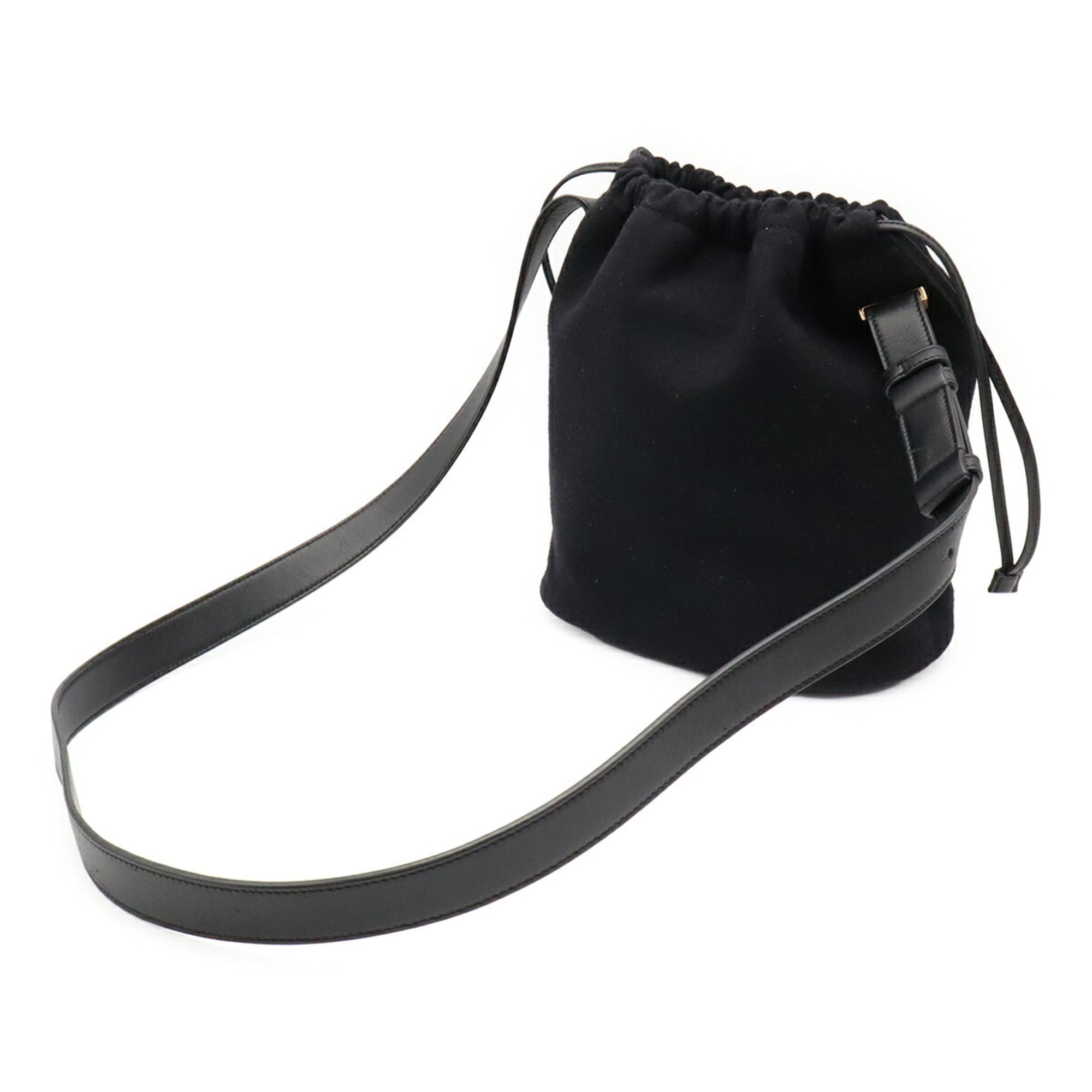 Yves Saint Laurent Black Felt Leather Shoulder Bag (Pre-Owned)