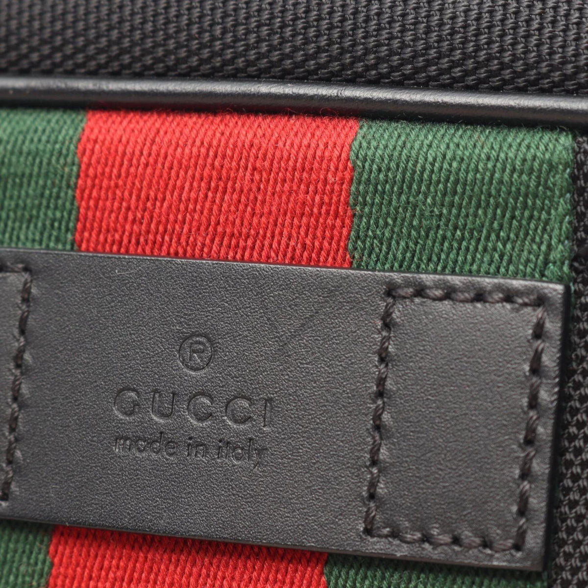 Gucci Black Green Red Color Canvas Leather Fanny Pack (Pre-Owned)