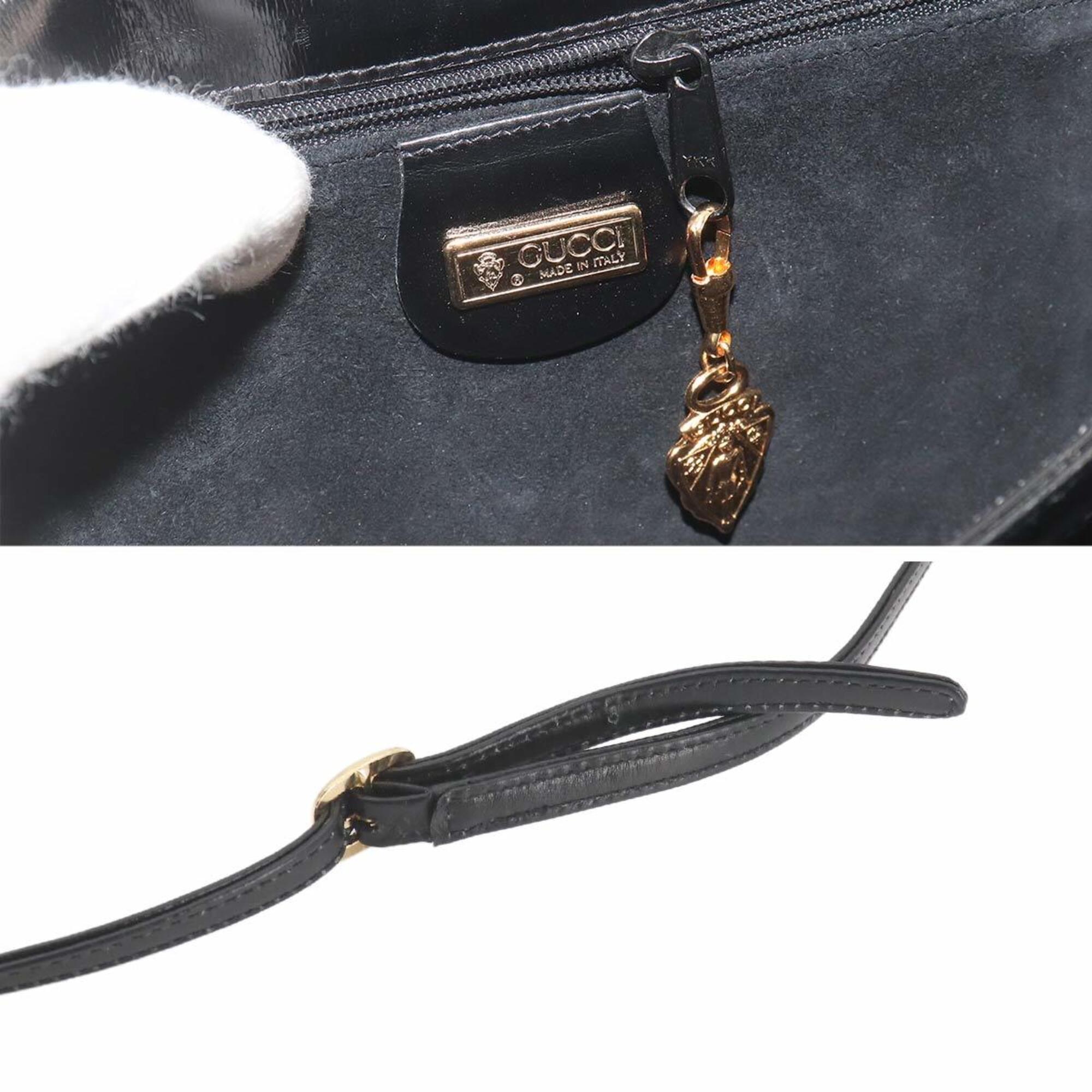 Gucci Black Leather Handbag Shoulder Bag (Pre-Owned)