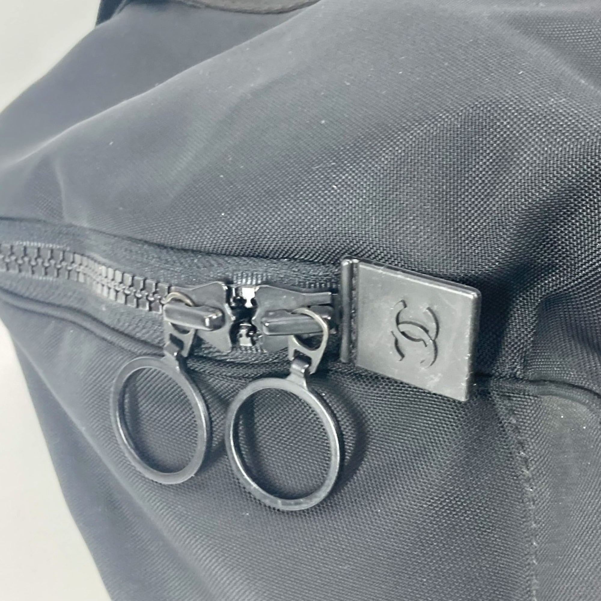 Chanel Black Nylon Boston Bag Shoulder Bag (Pre-Owned)