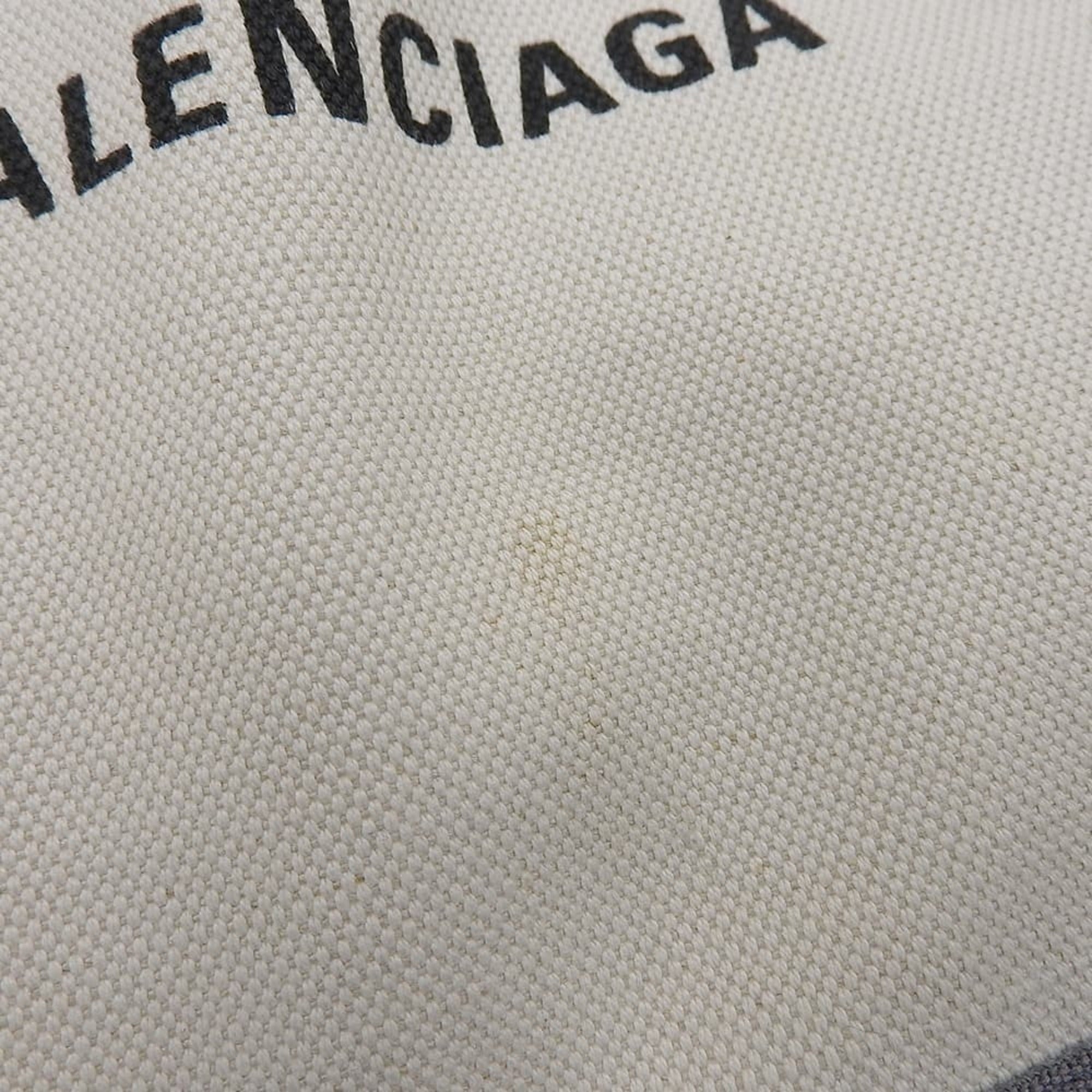 Balenciaga Gray White Canvas Leather Pouch Tote Bag (Pre-Owned)