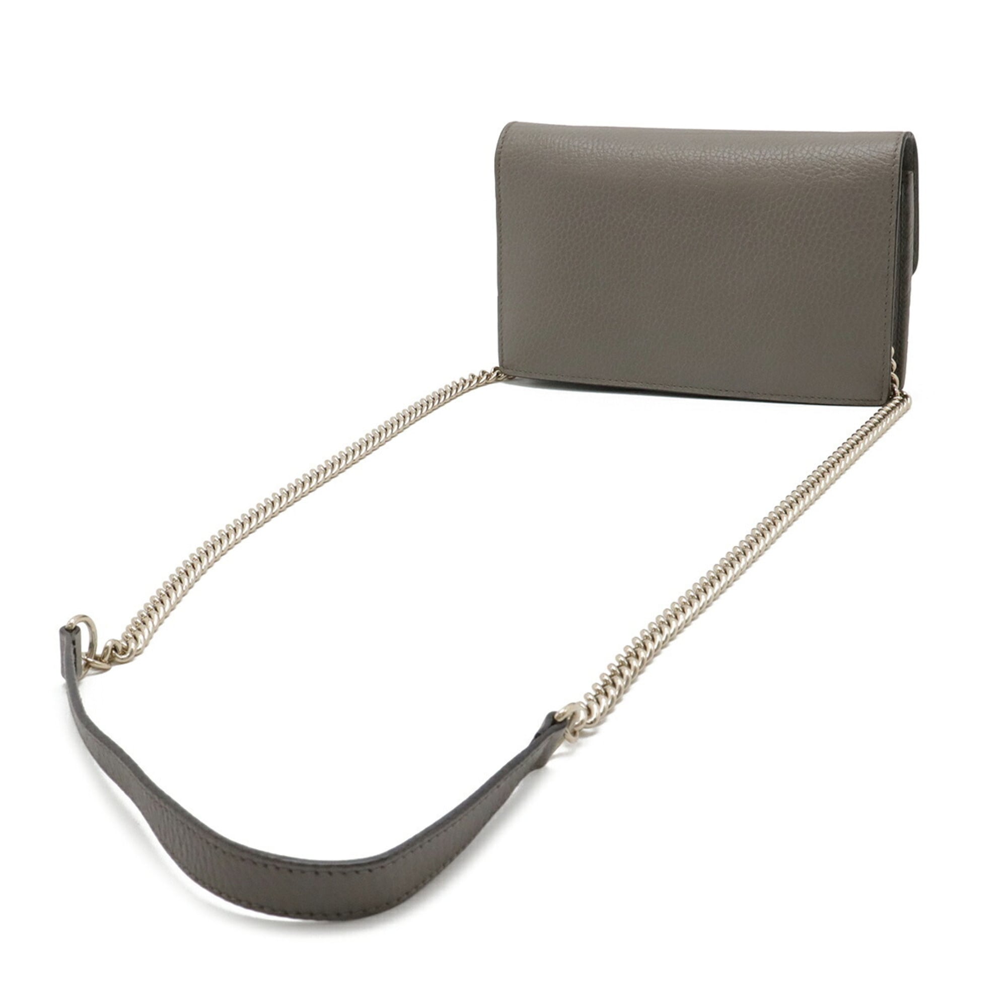 Gucci Gray Leather Chain/Shoulder Wallet (Pre-Owned)