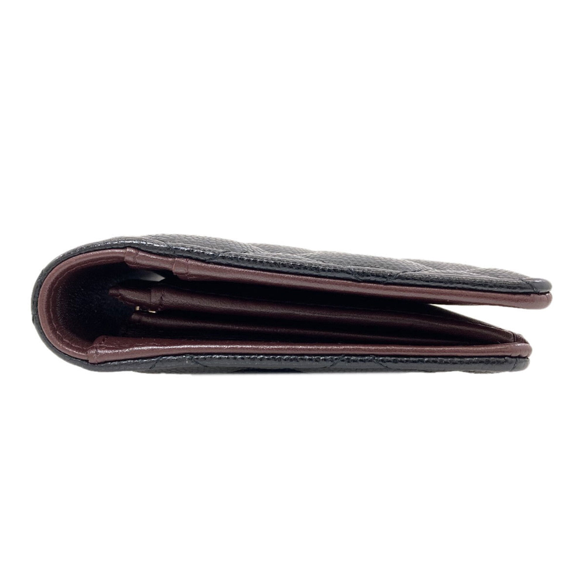 Chanel Matelasse Black Leather Long Wallet (Bi-Fold) (Pre-Owned)