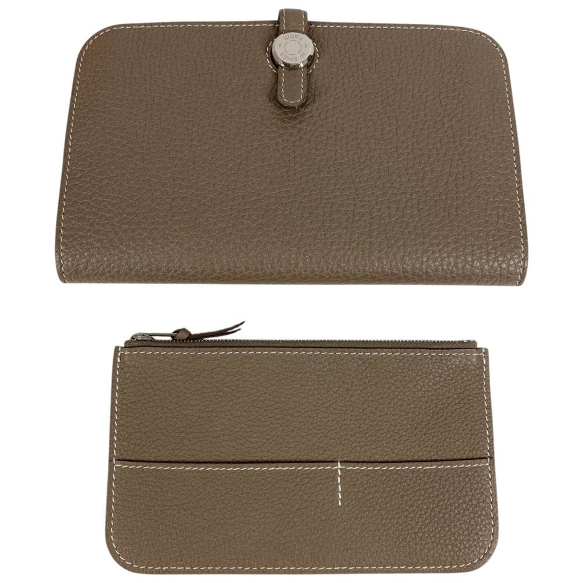 Hermes Etoupe Gray Gray Togo Leather Long Wallet (Bi-Fold) (Pre-Owned)