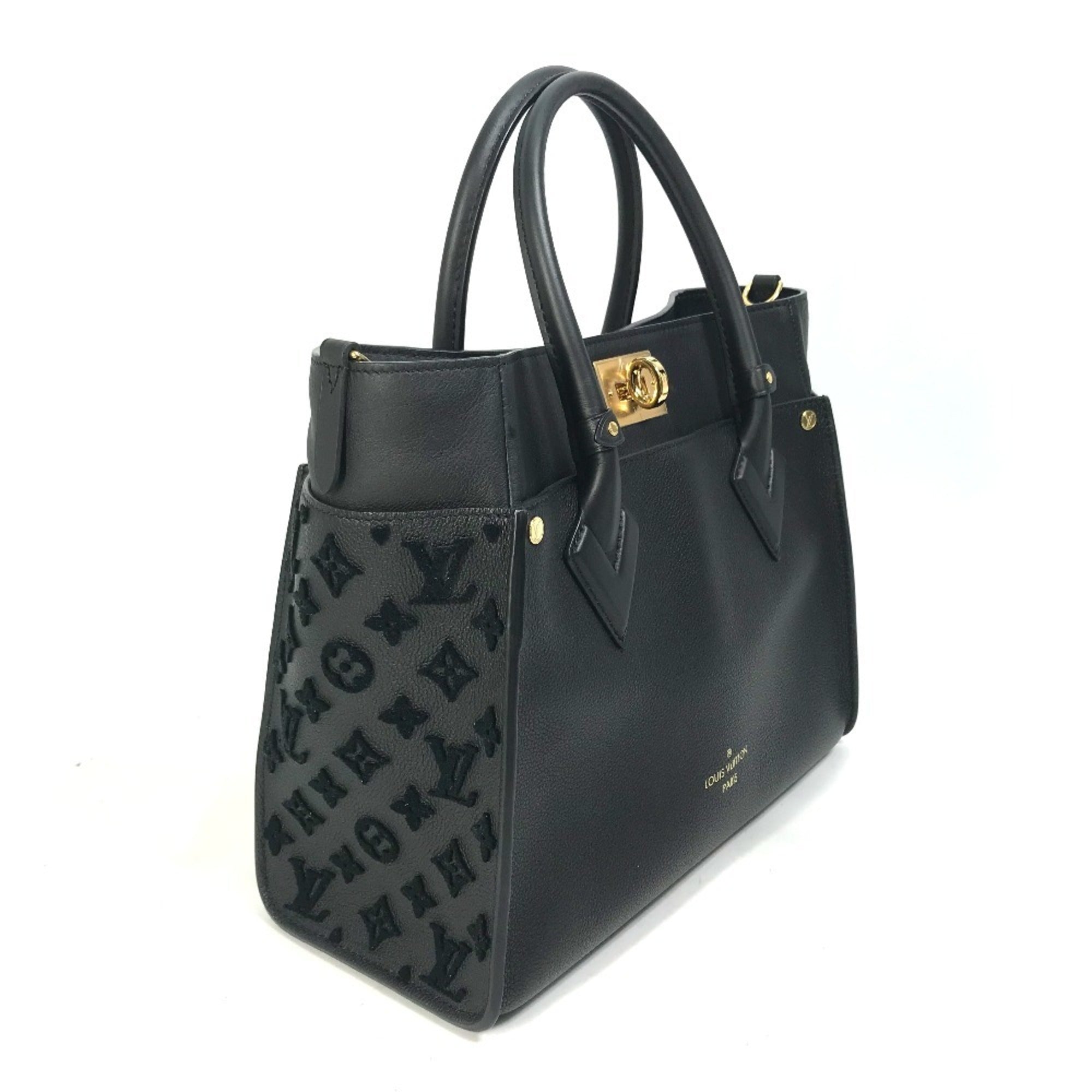 Louis Vuitton Black Leather Handbag Shoulder Bag Tote Bag (Pre-Owned)