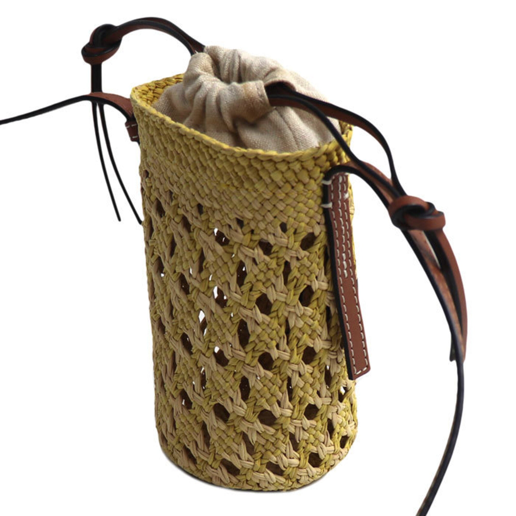 Loewe Yellow Raffia Leather Shoulder Bag (Pre-Owned)