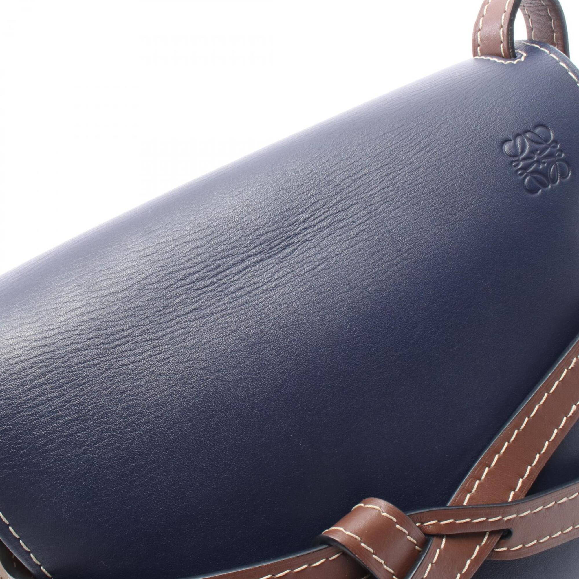 Loewe Beige Brown Navy Leather Handbag Shoulder Bag (Pre-Owned)