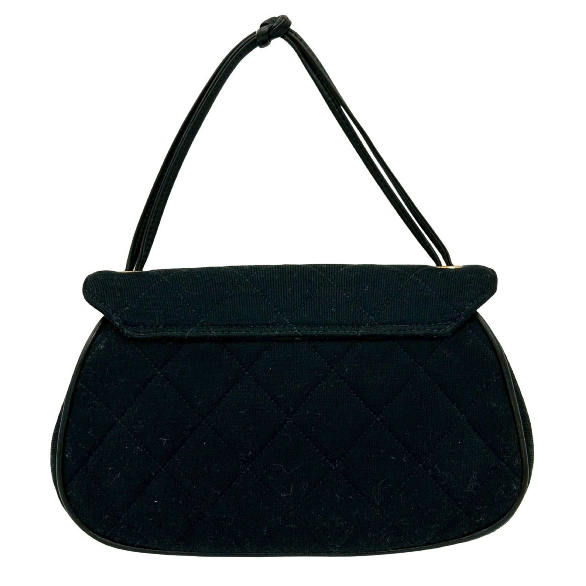 Chanel Black Cotton Leather Handbag (Pre-Owned)