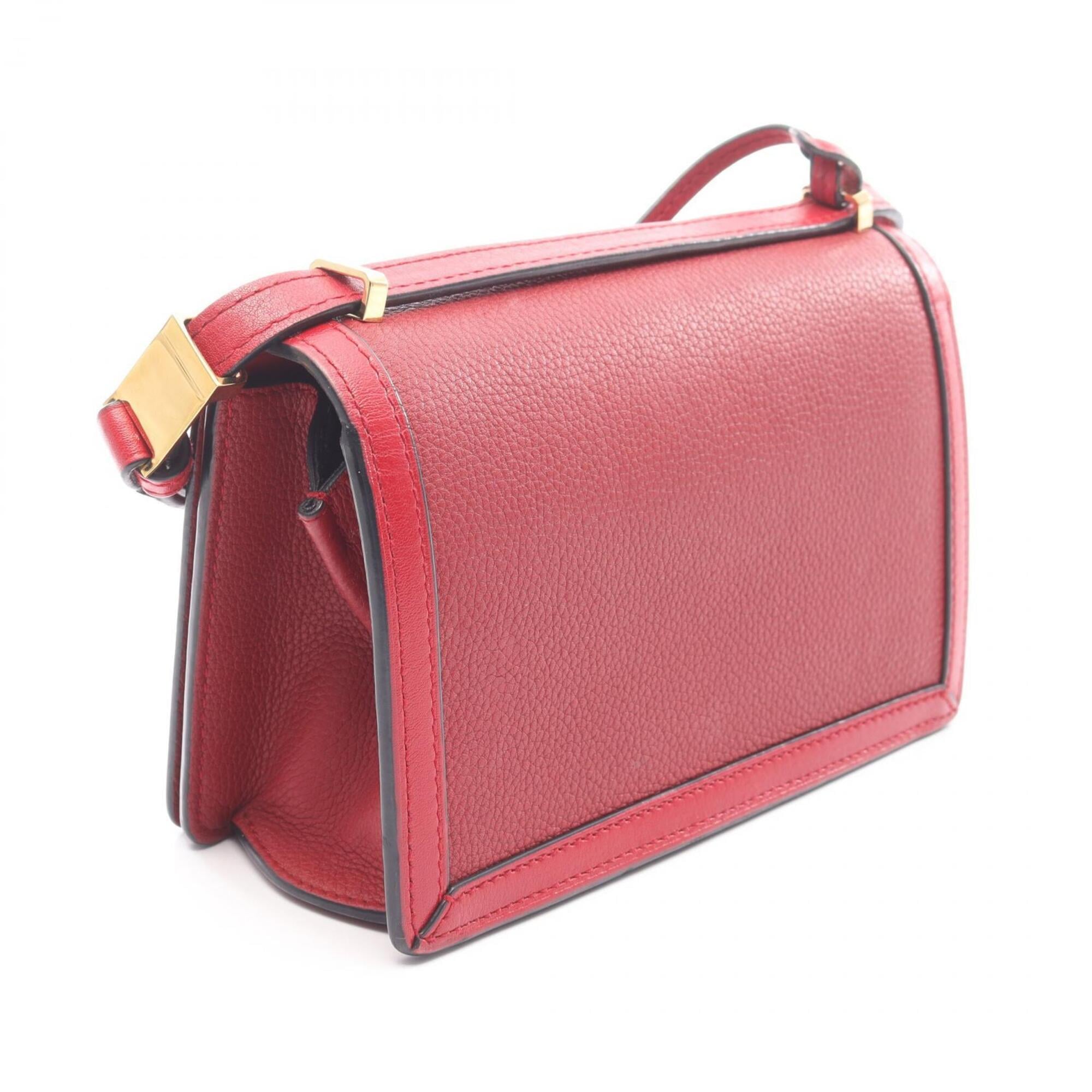 Loewe Red Color Leather Handbag Shoulder Bag (Pre-Owned)