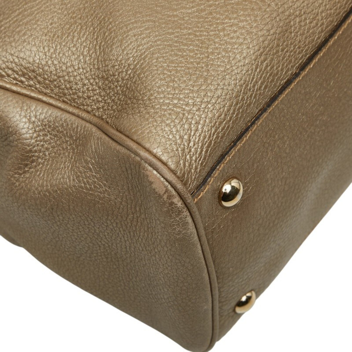 Gucci Brown Gold Leather Handbag Shoulder Bag (Pre-Owned)