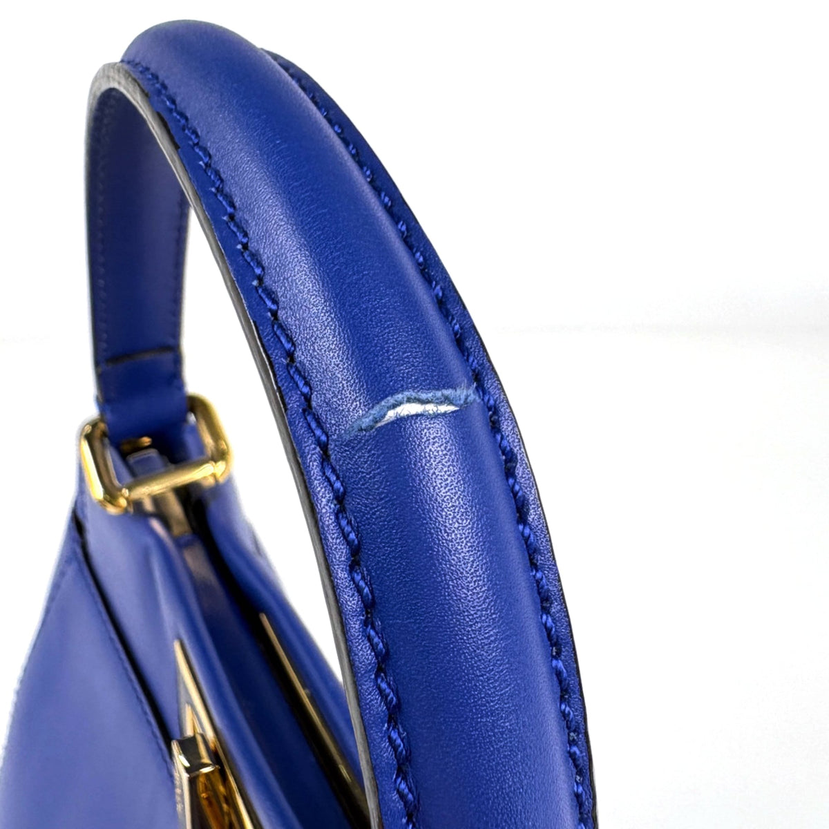 Fendi Peekaboo Blue Leather Handbag Shoulder Bag (Pre-Owned)