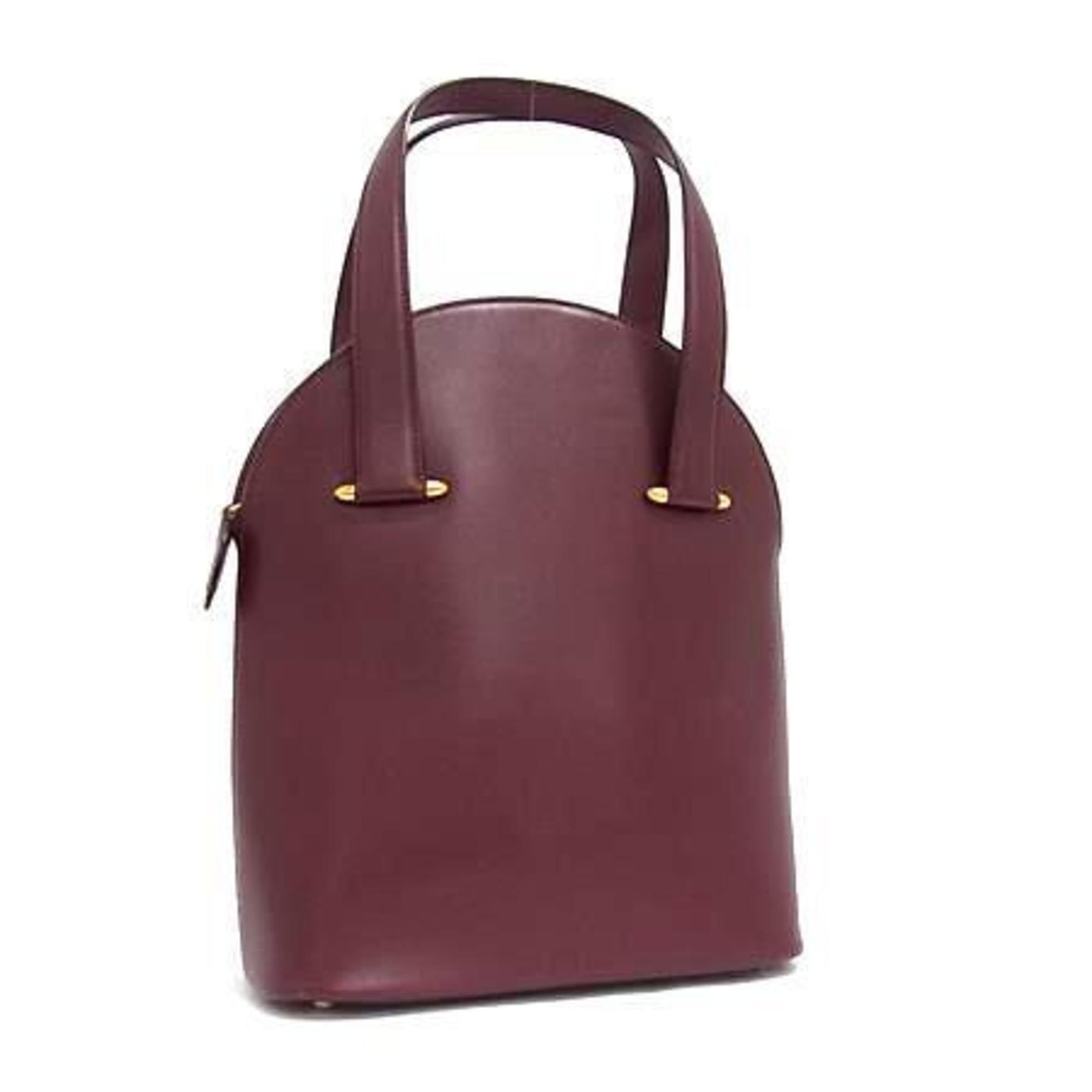 Cartier Bordeaux Leather Handbag Shoulder Bag Tote Bag (Pre-Owned)