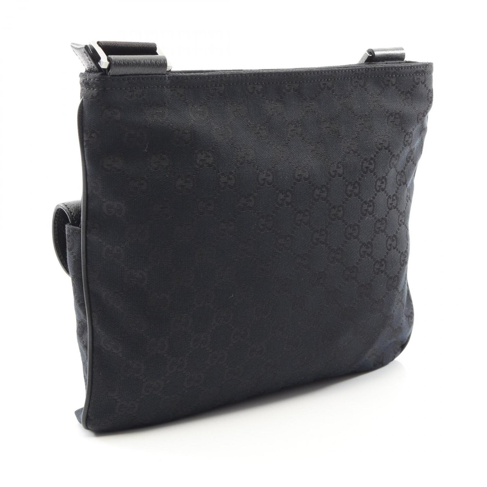 Gucci Black Canvas Leather Handbag Shoulder Bag (Pre-Owned)