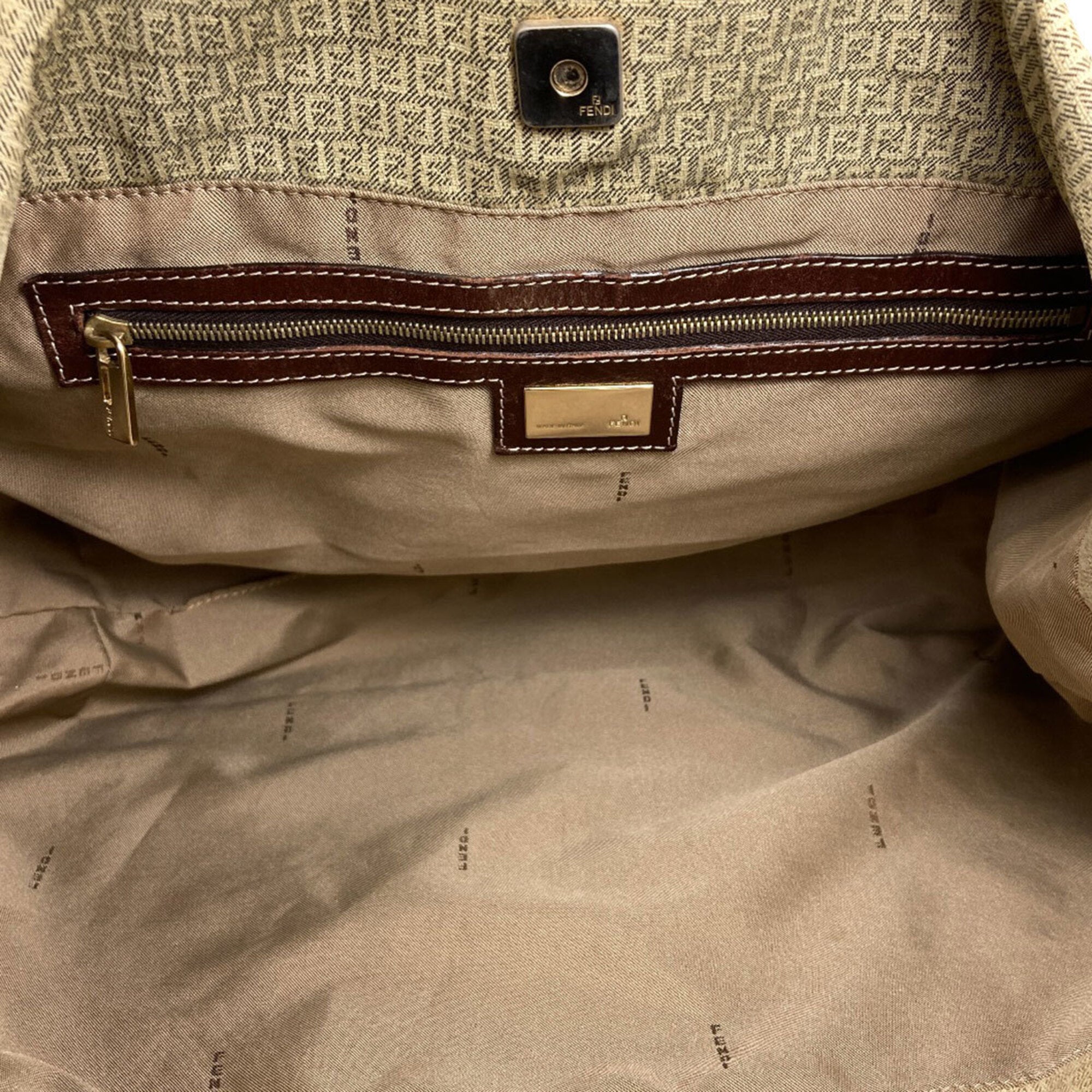Fendi Zucchino Beige Canvas Tote Bag (Pre-Owned)