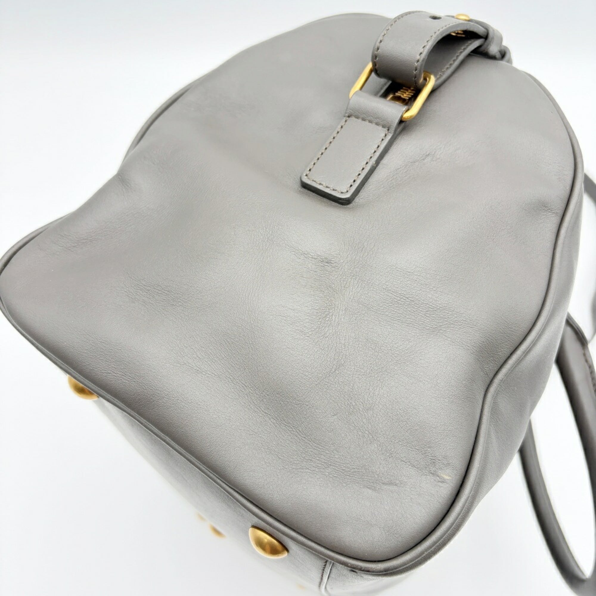 Saint Laurent Gray Leather Suede Boston Bag Shoulder Bag (Pre-Owned)