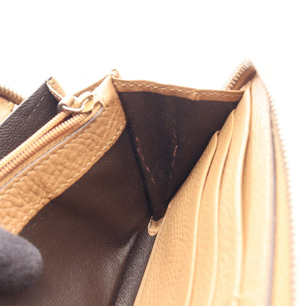 Gucci Beige Brown Gg Canvas Leather Long Wallet (Bi-Fold) (Pre-Owned)