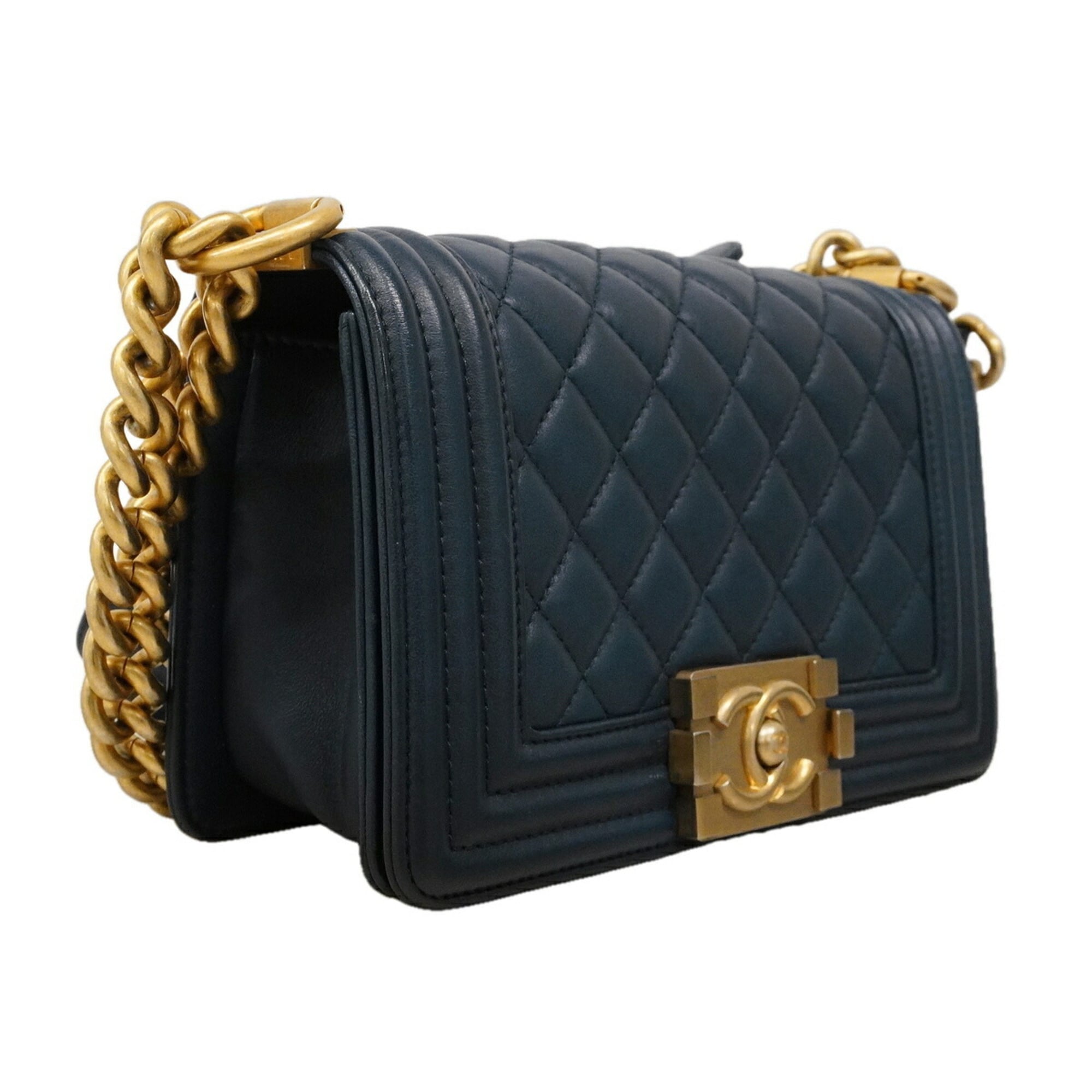 Chanel Navy Leather Shoulder Bag (Pre-Owned)