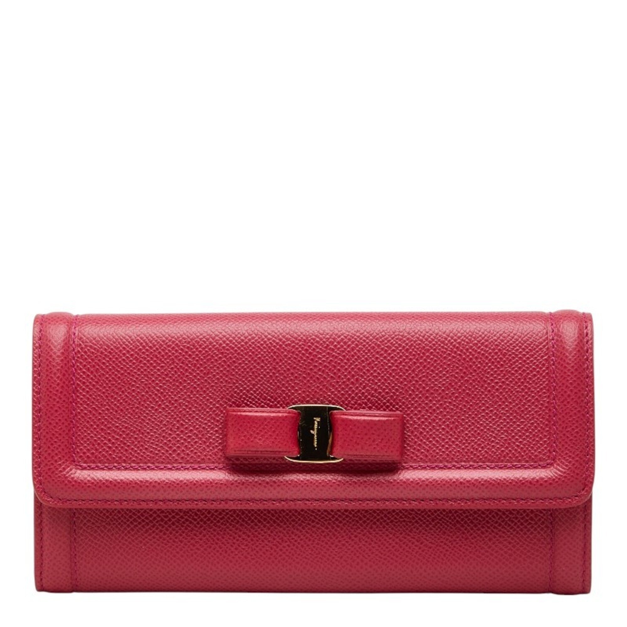 Salvatore Ferragamo Pink Leather Long Wallet (Bi-Fold) (Pre-Owned)